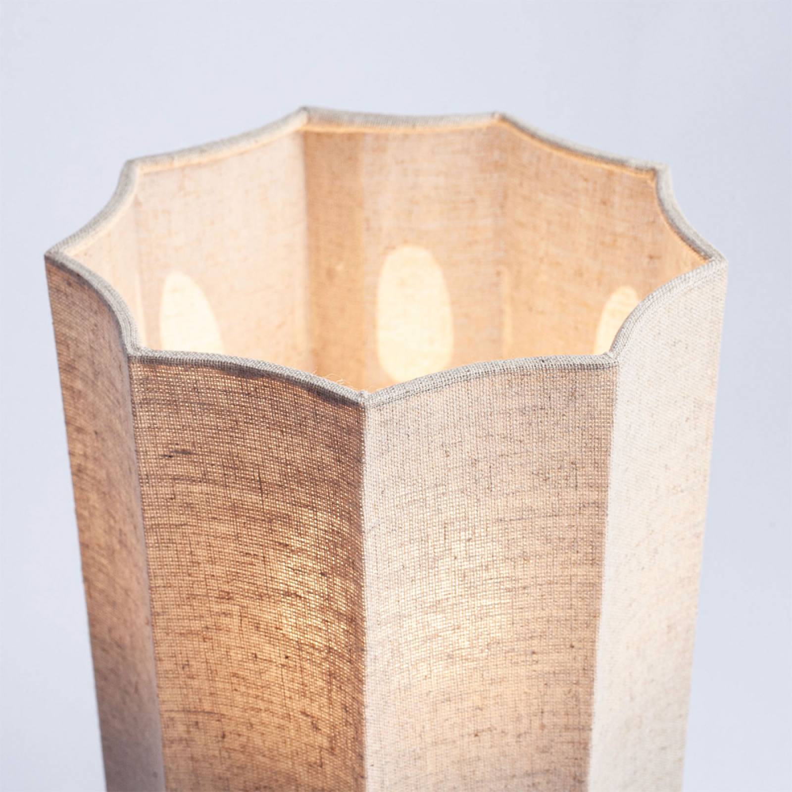 Short Wooden Table Lamp In Russet With Octagonal Linen Shade thumbnails