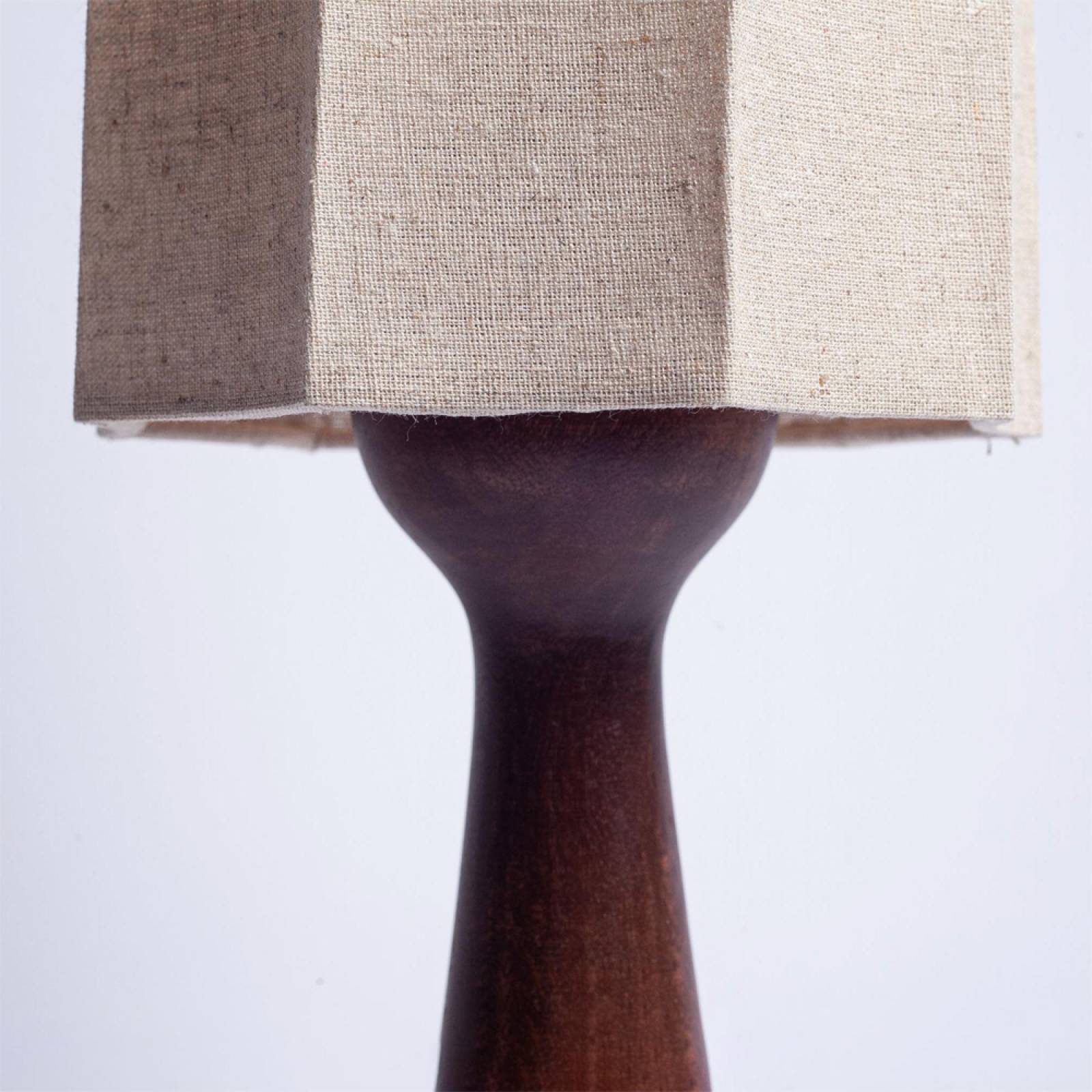 Short Wooden Table Lamp In Russet With Octagonal Linen Shade thumbnails