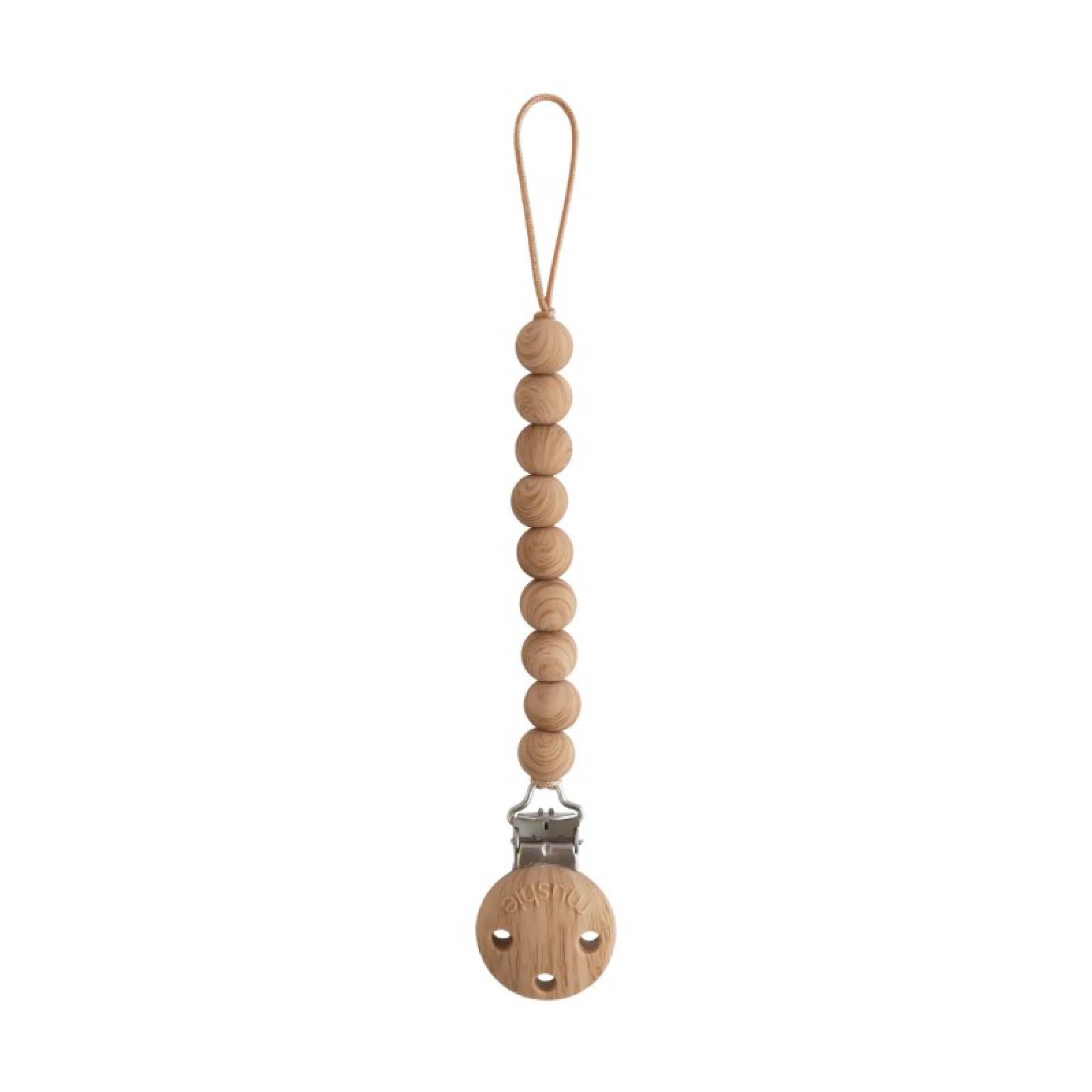Silicone Pacifier Clip In Faux Wood