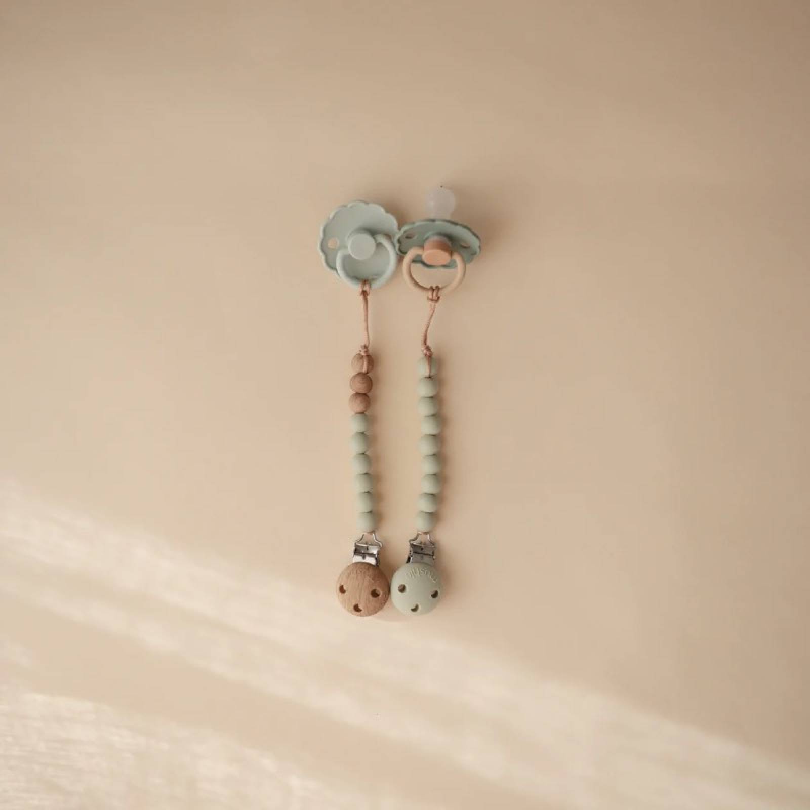 Silicone Pacifier Clip In Sage thumbnails