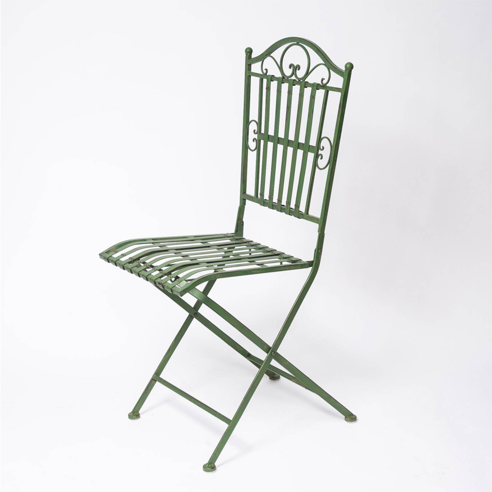 Single Metal Garden Chair In Antique Green