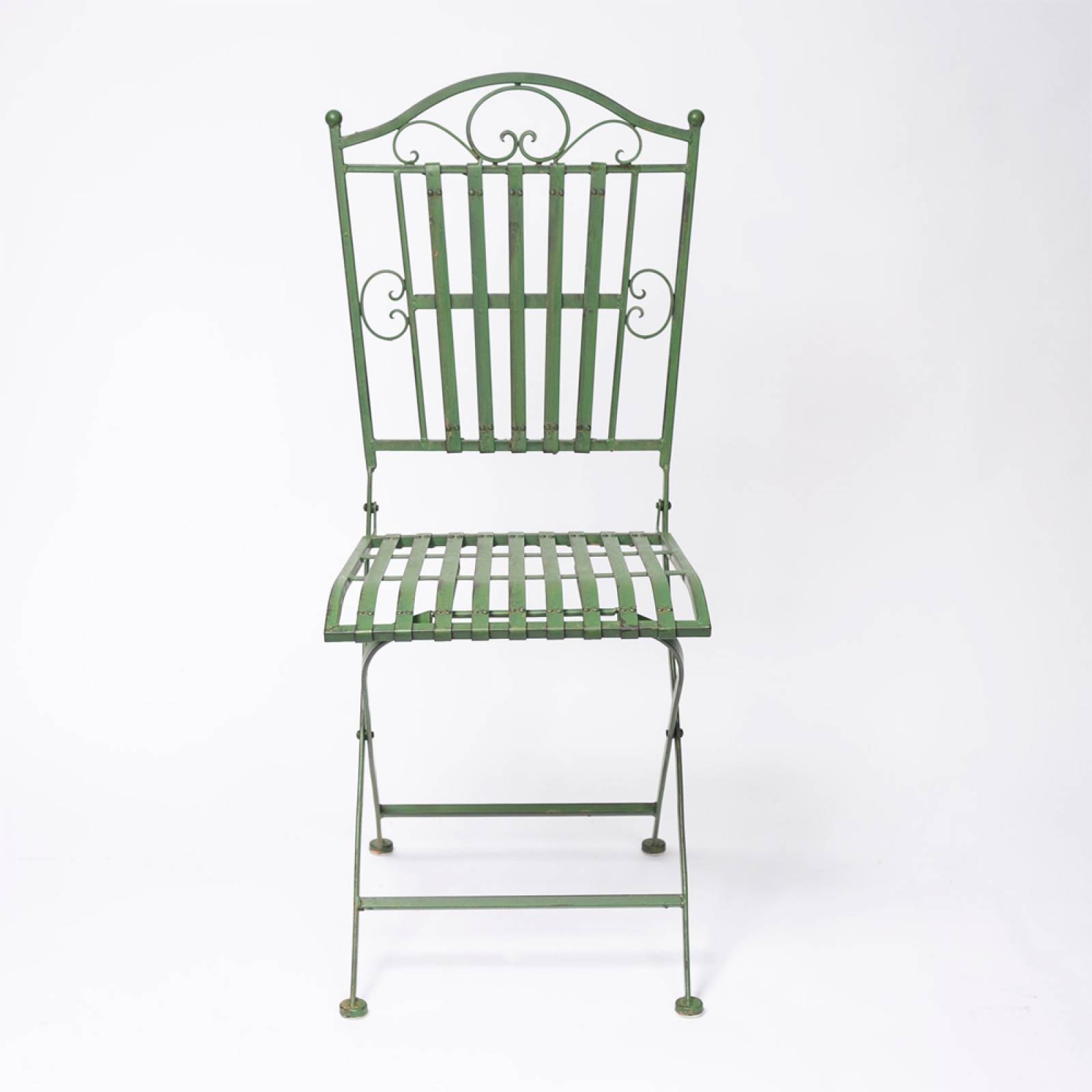 Single Metal Garden Chair In Antique Green thumbnails