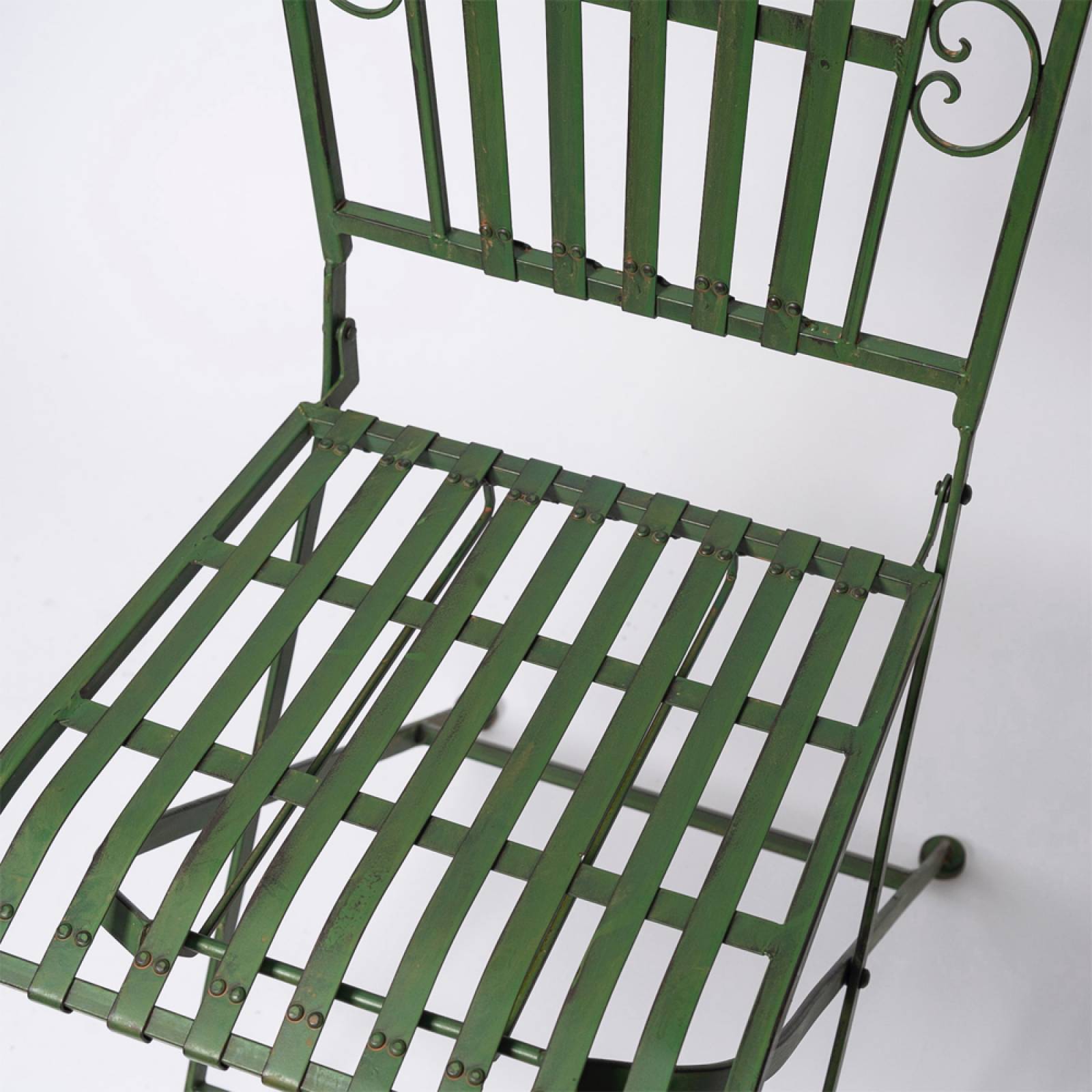 Single Metal Garden Chair In Antique Green thumbnails