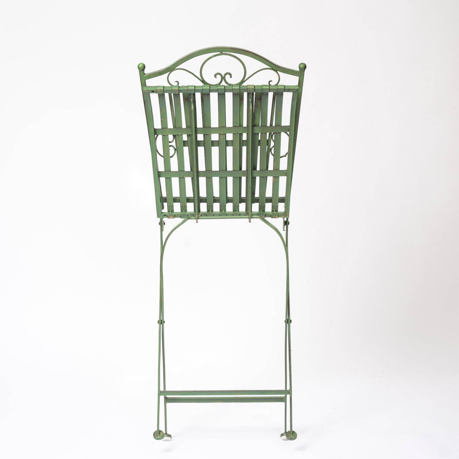 Single Metal Garden Chair In Antique Green thumbnails