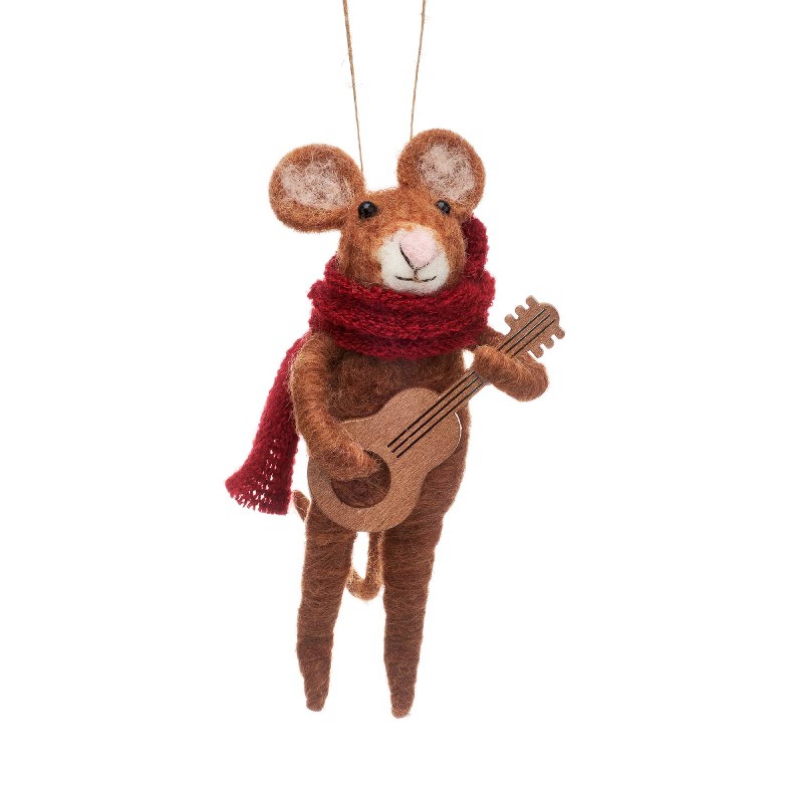 Single Musician Mouse Felt Hanging Christmas Decoration