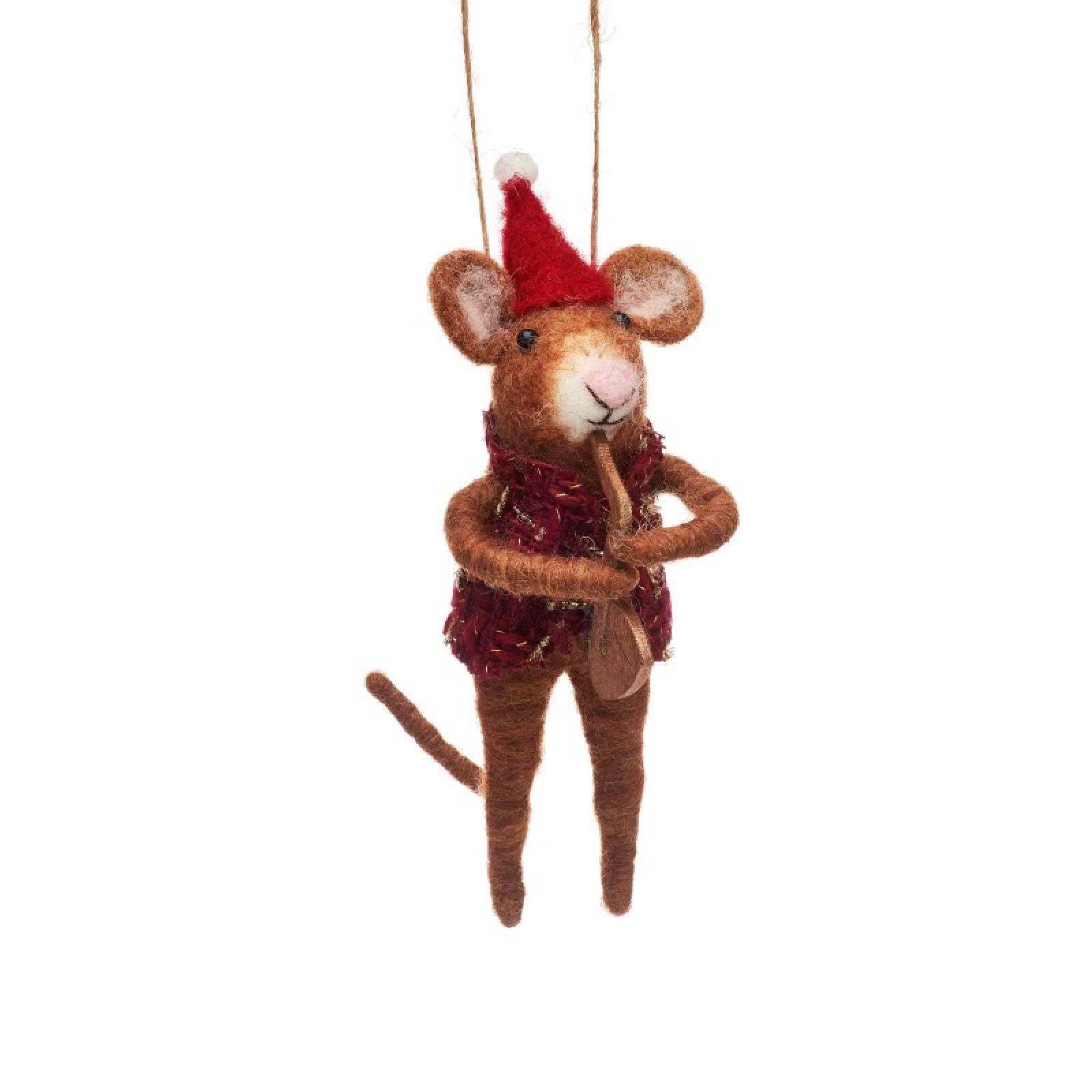 Single Musician Mouse Felt Hanging Christmas Decoration thumbnails