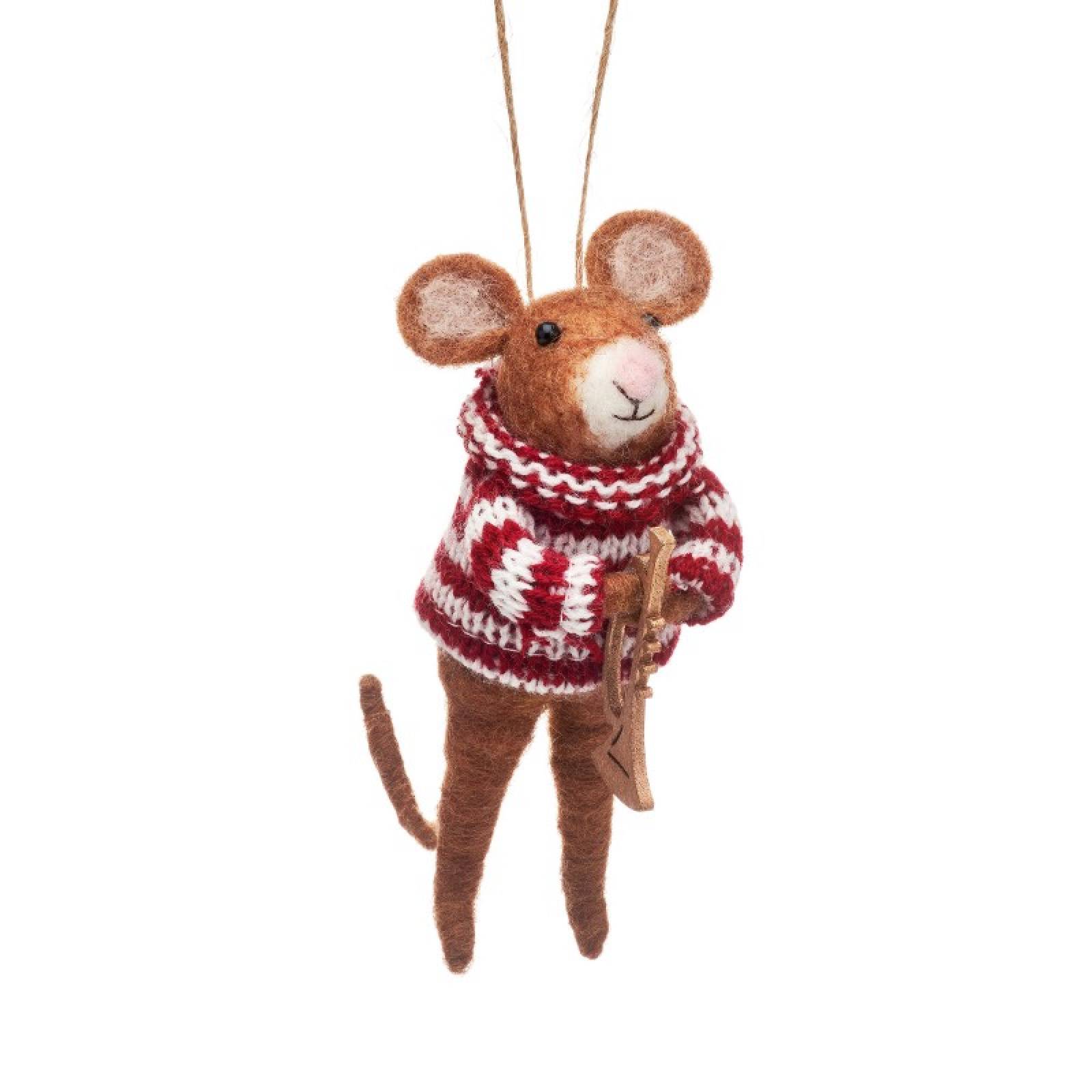 Single Musician Mouse Felt Hanging Christmas Decoration thumbnails