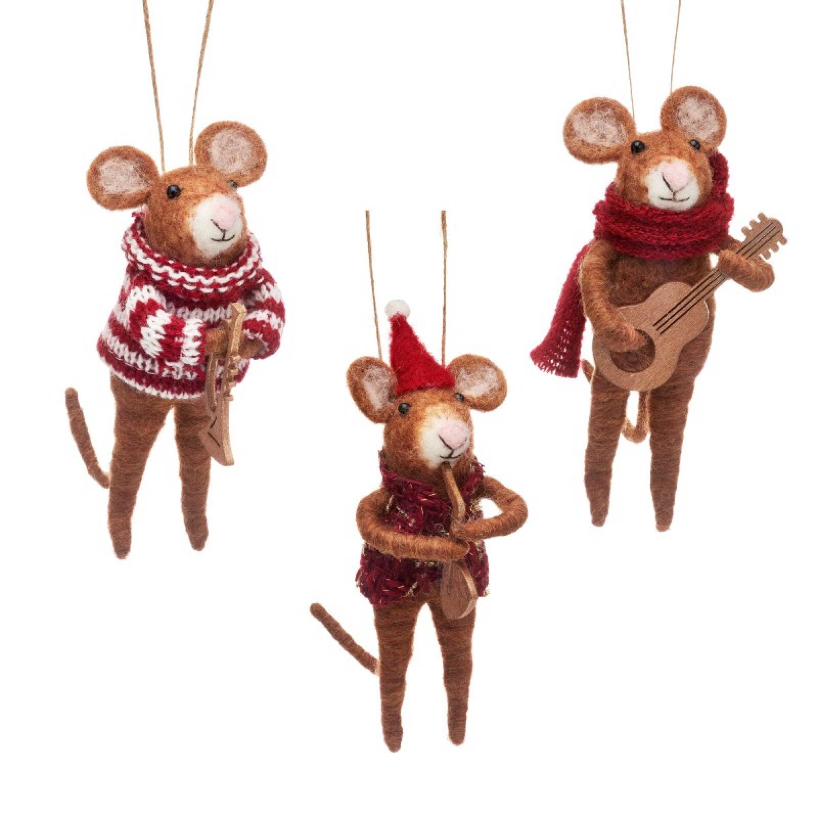 Single Musician Mouse Felt Hanging Christmas Decoration thumbnails