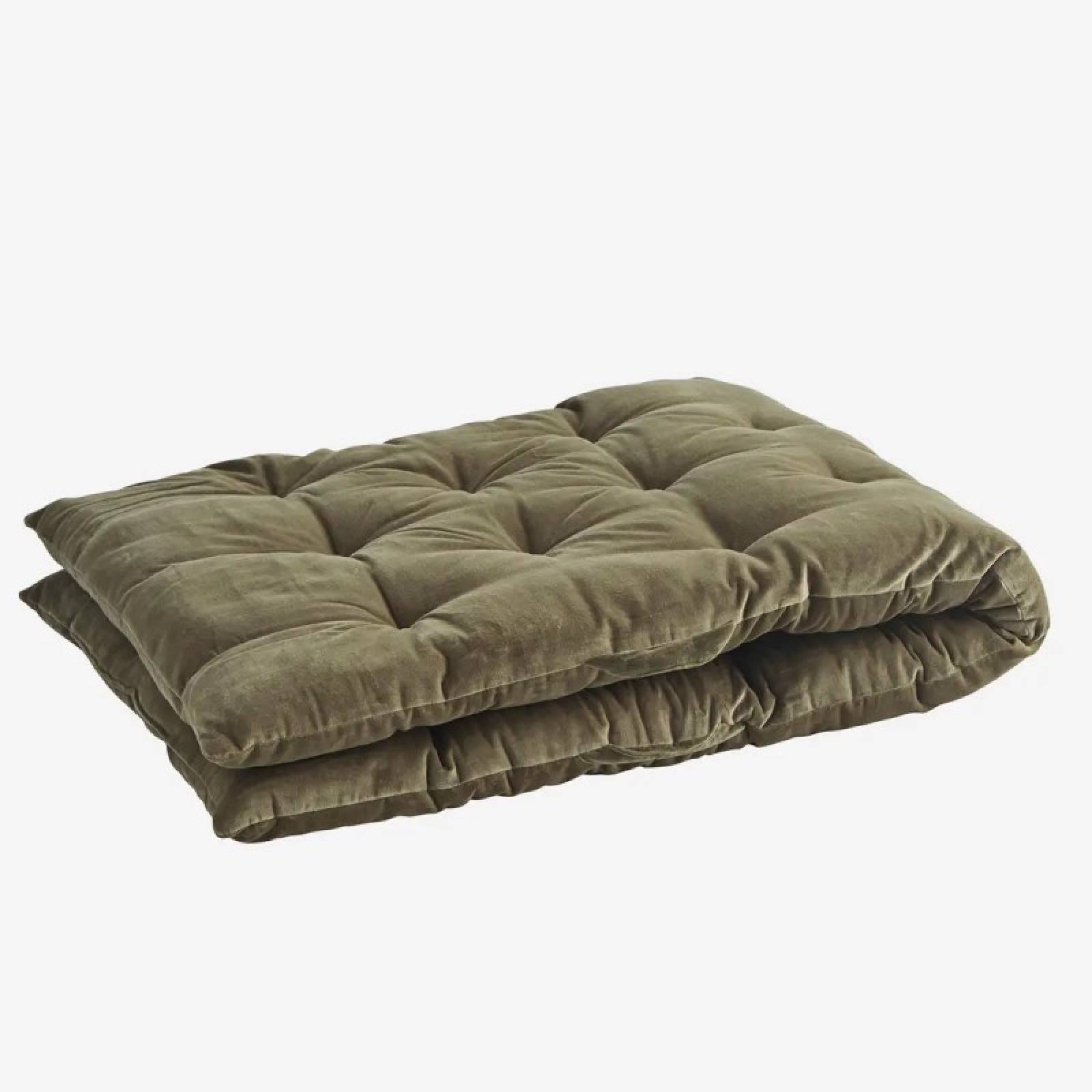 Single Velvet Folding Mattress In Dusty Green