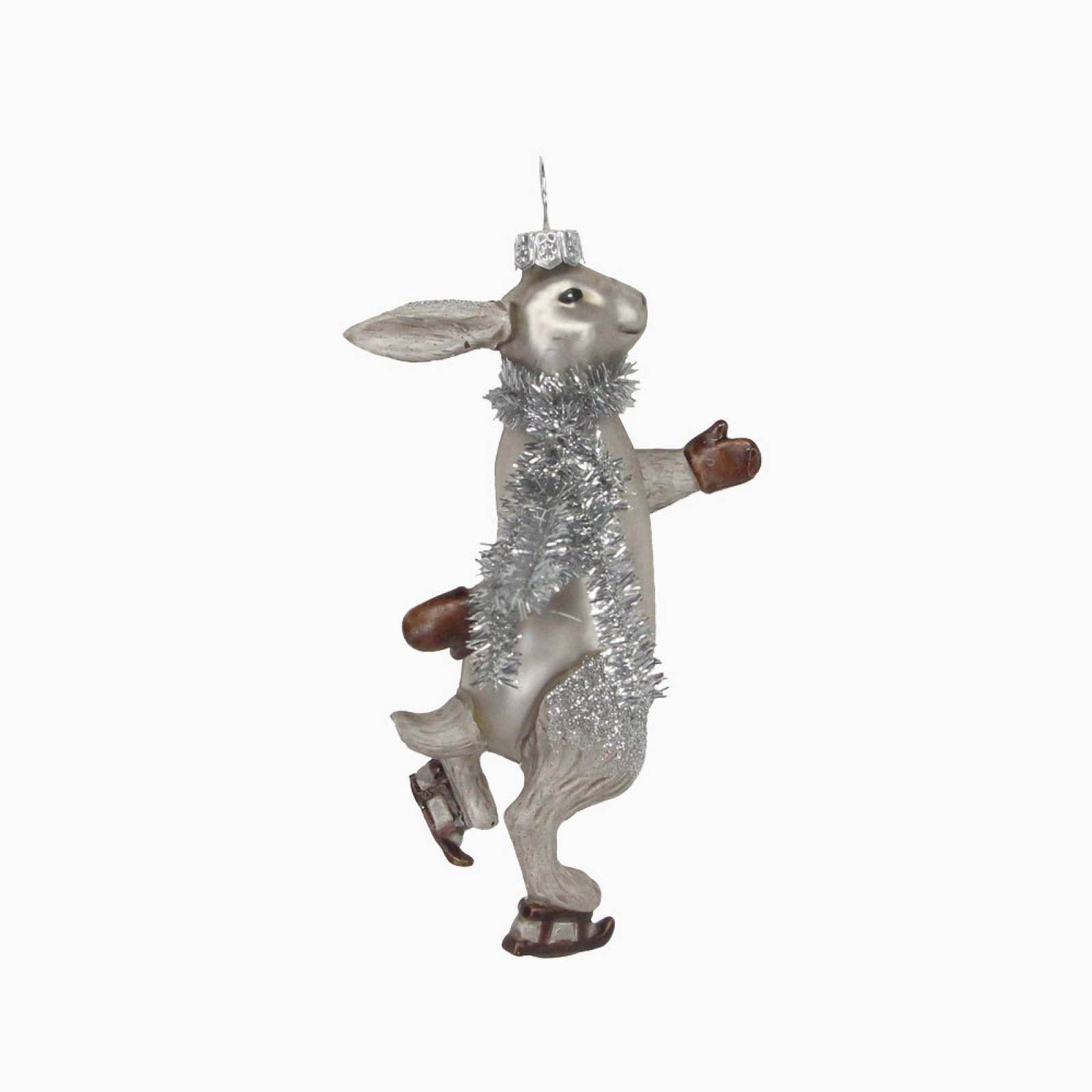 Glass Skating Hare Hanging Christmas Decoration