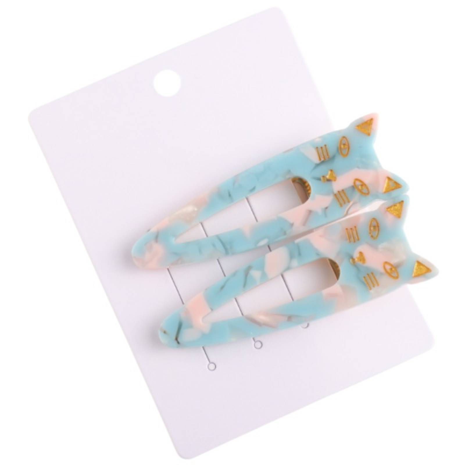 Sky Blue Cat - Pair Of Barrette Hair Clips