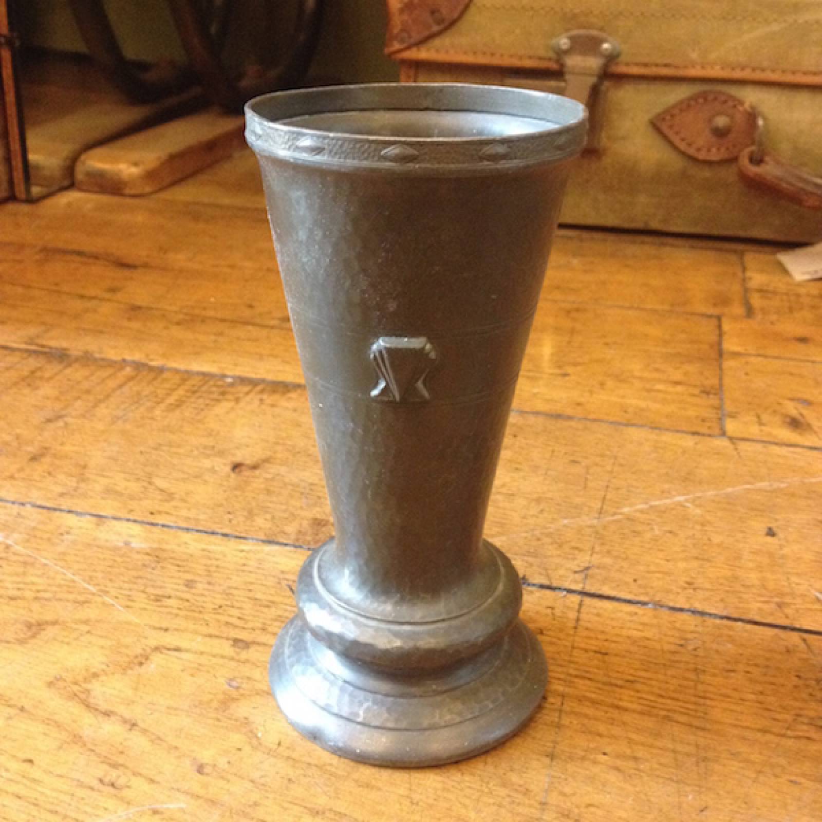 Slim Flared Pewter Vase With Decorative Detail