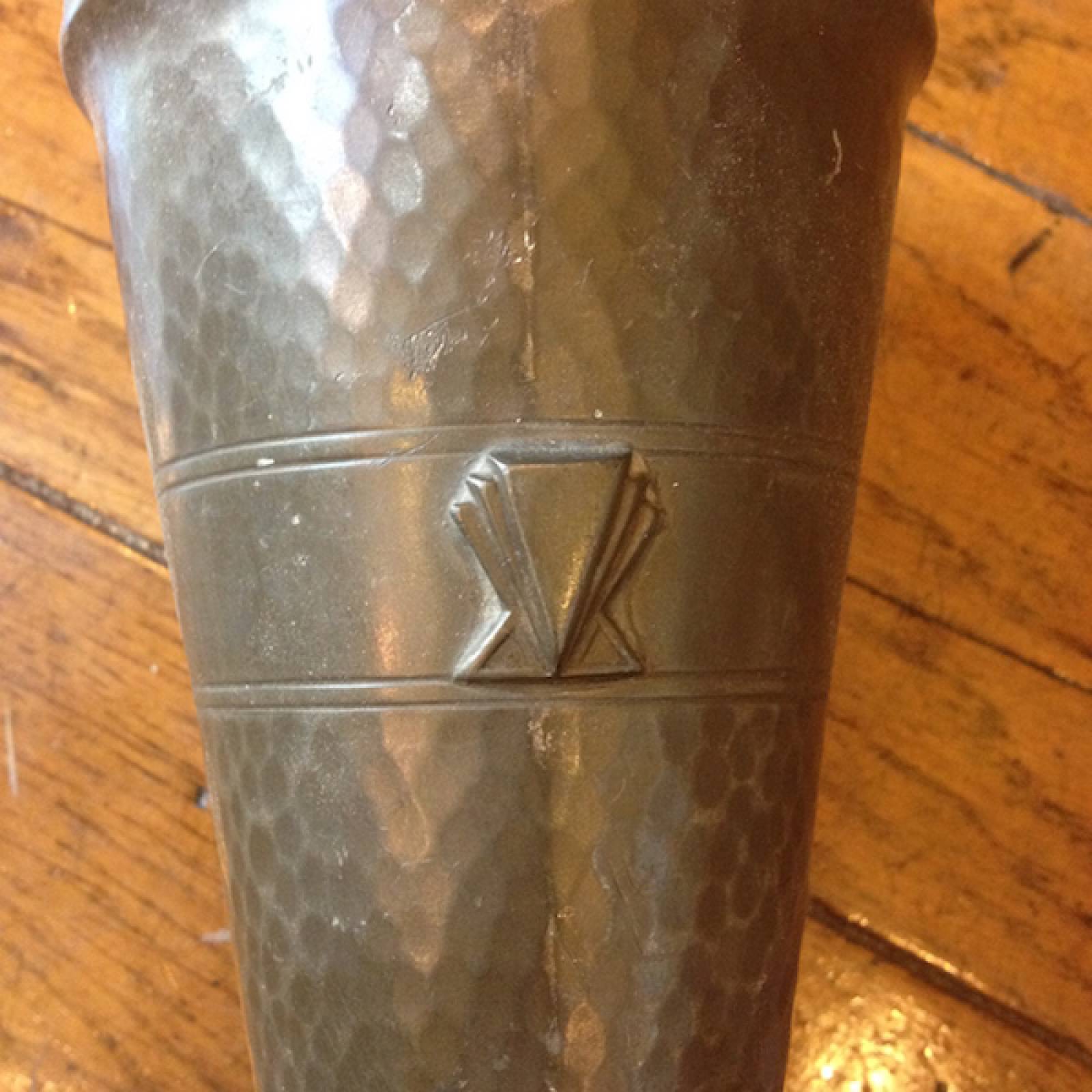 Slim Flared Pewter Vase With Decorative Detail thumbnails