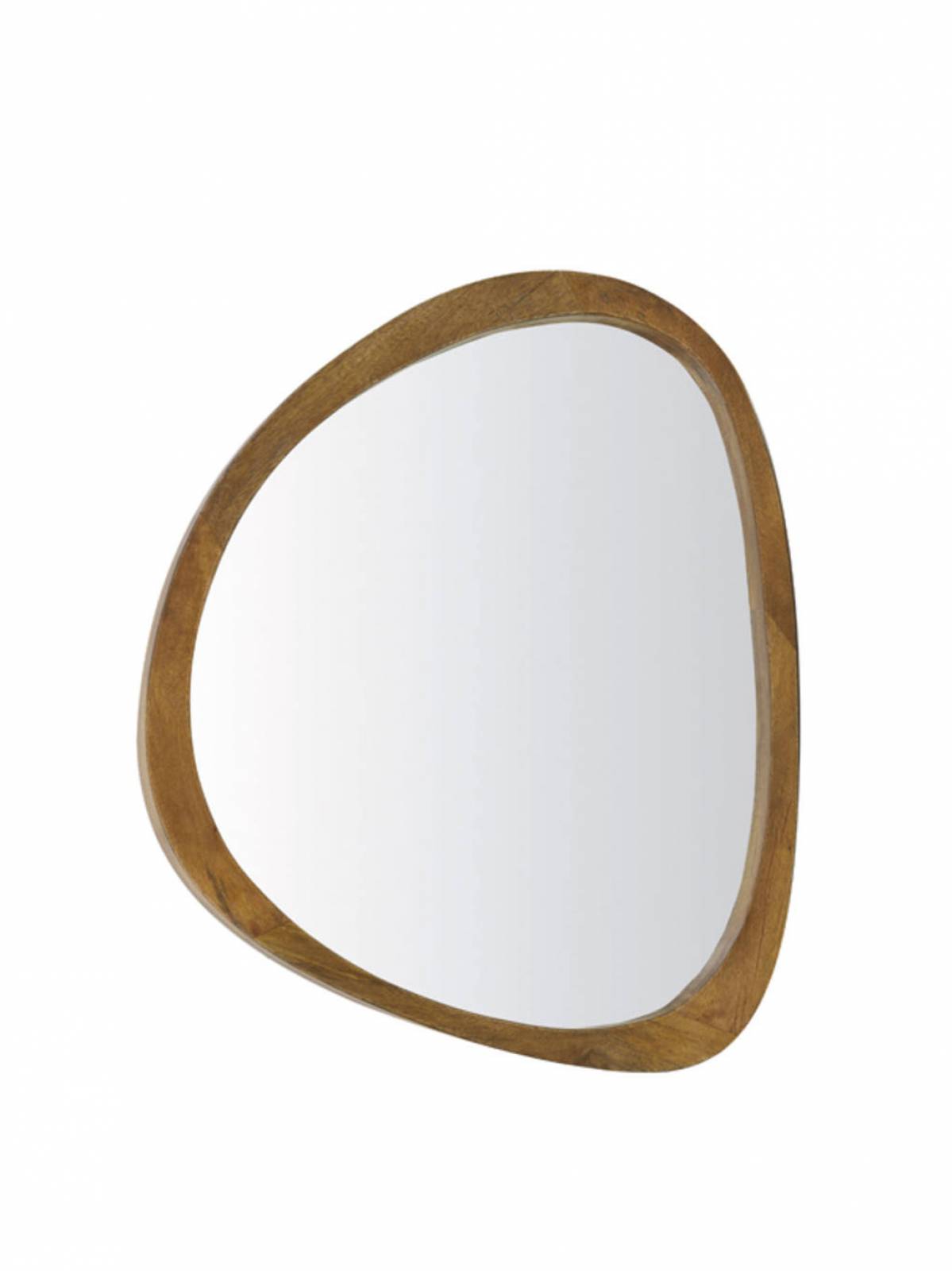 Small Organic Shaped Mirror With Wooden Back