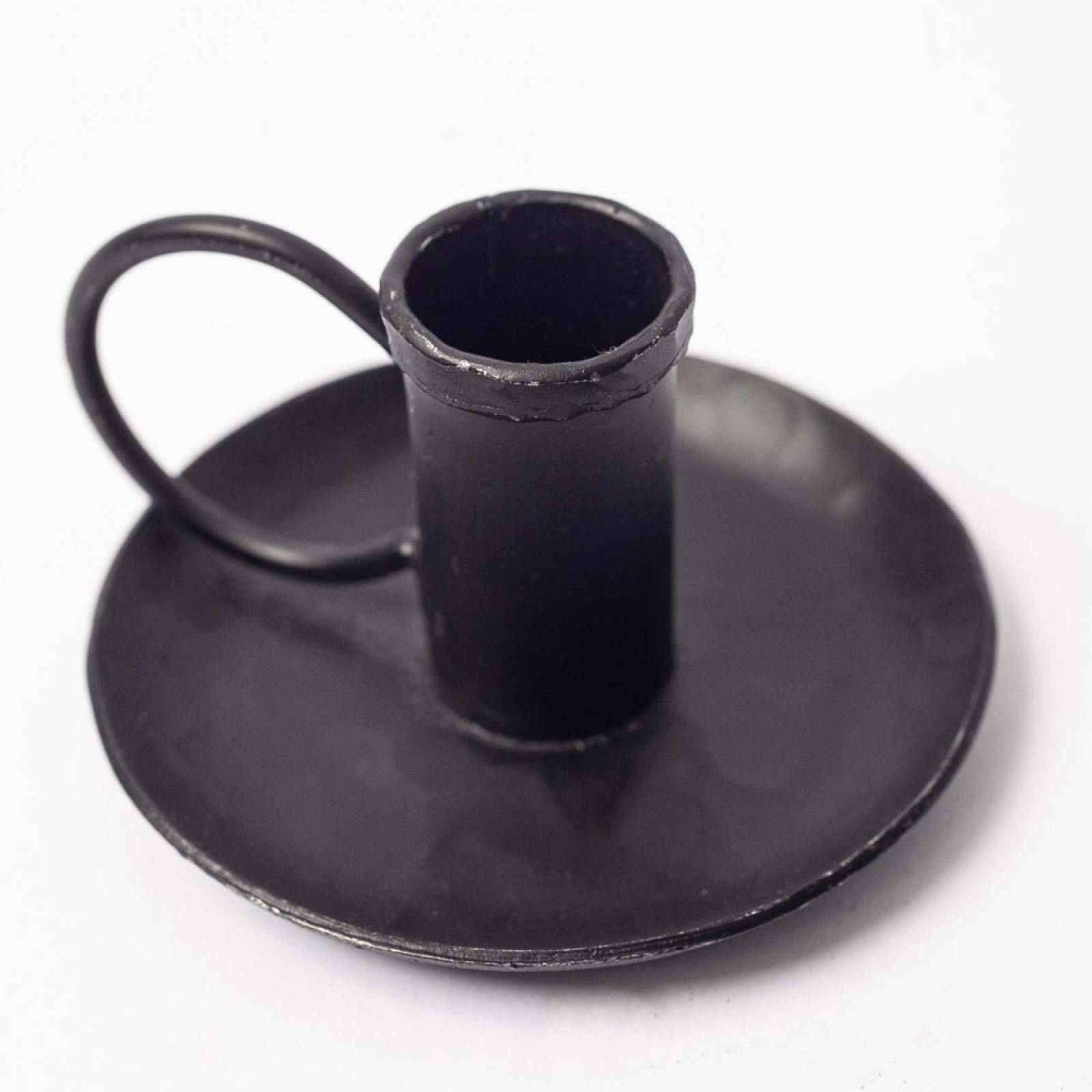 Small Amri Candlestick Holder With Handle In Antique Black thumbnails