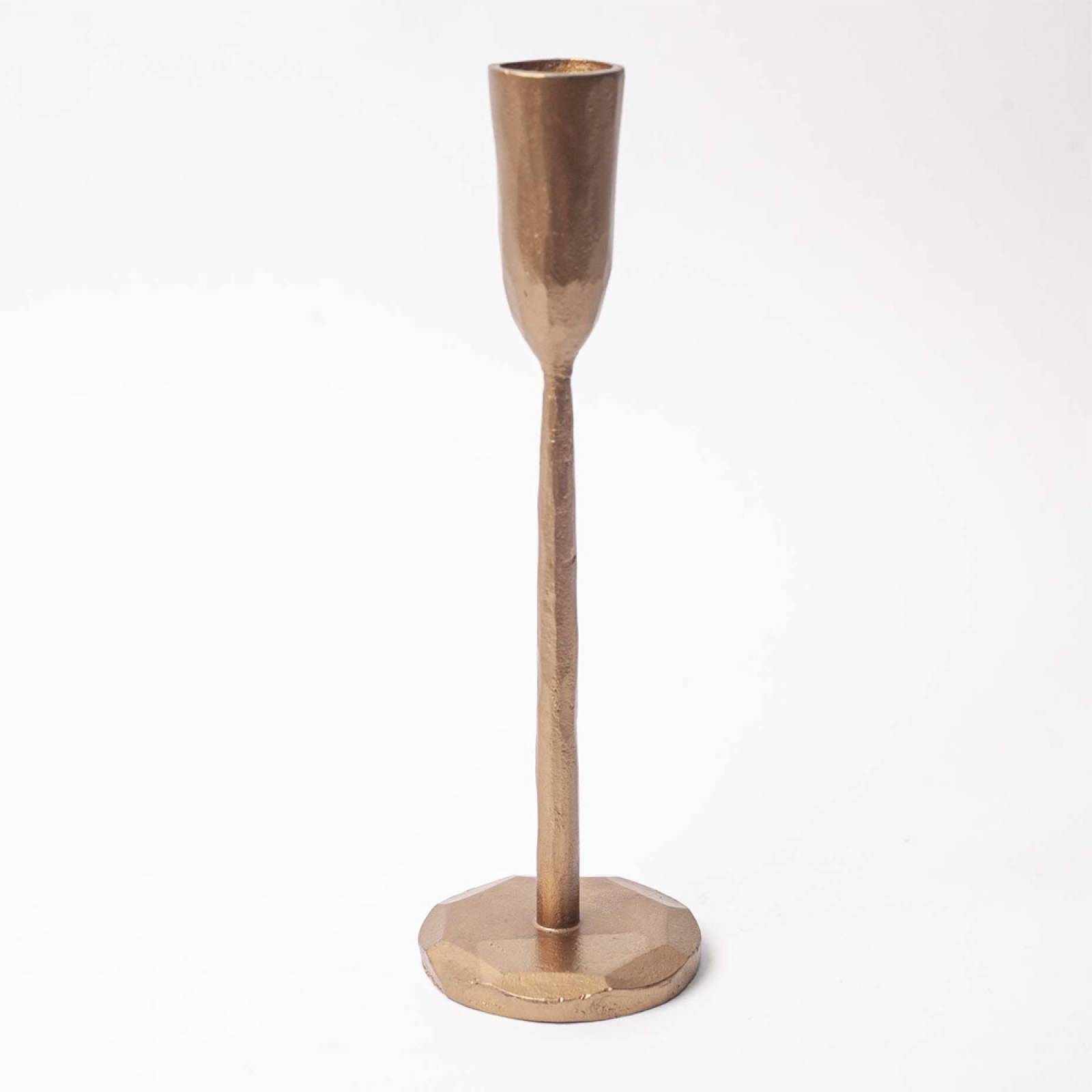 Small Mbata Antiqued Brass Candlestick H:20cm