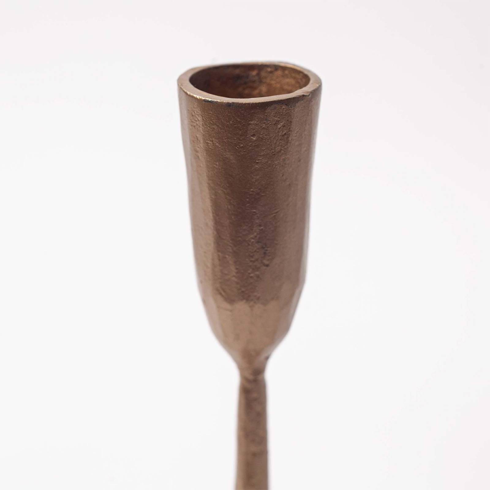 Small Mbata Antiqued Brass Candlestick H:20cm thumbnails