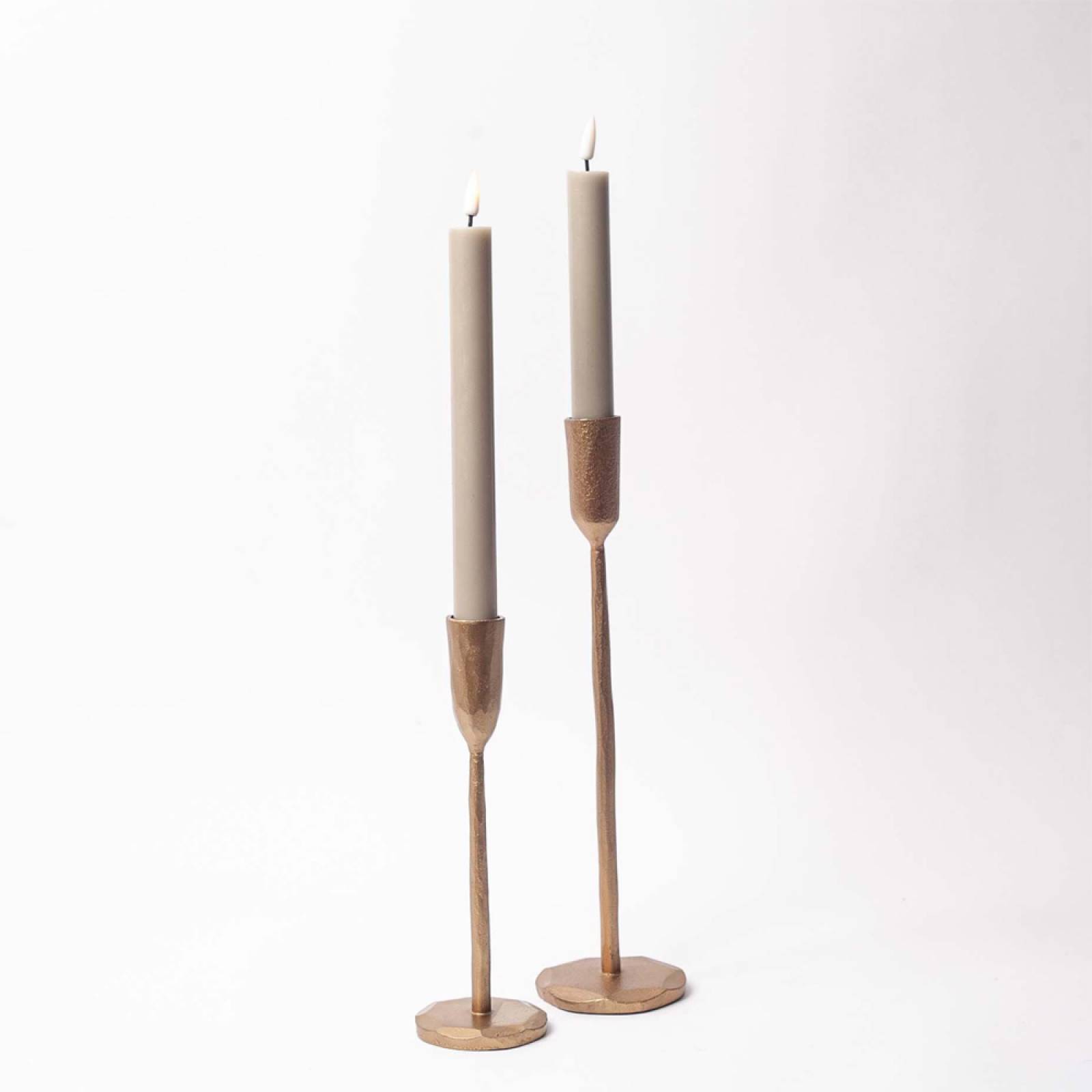 Small Mbata Antiqued Brass Candlestick H:20cm thumbnails