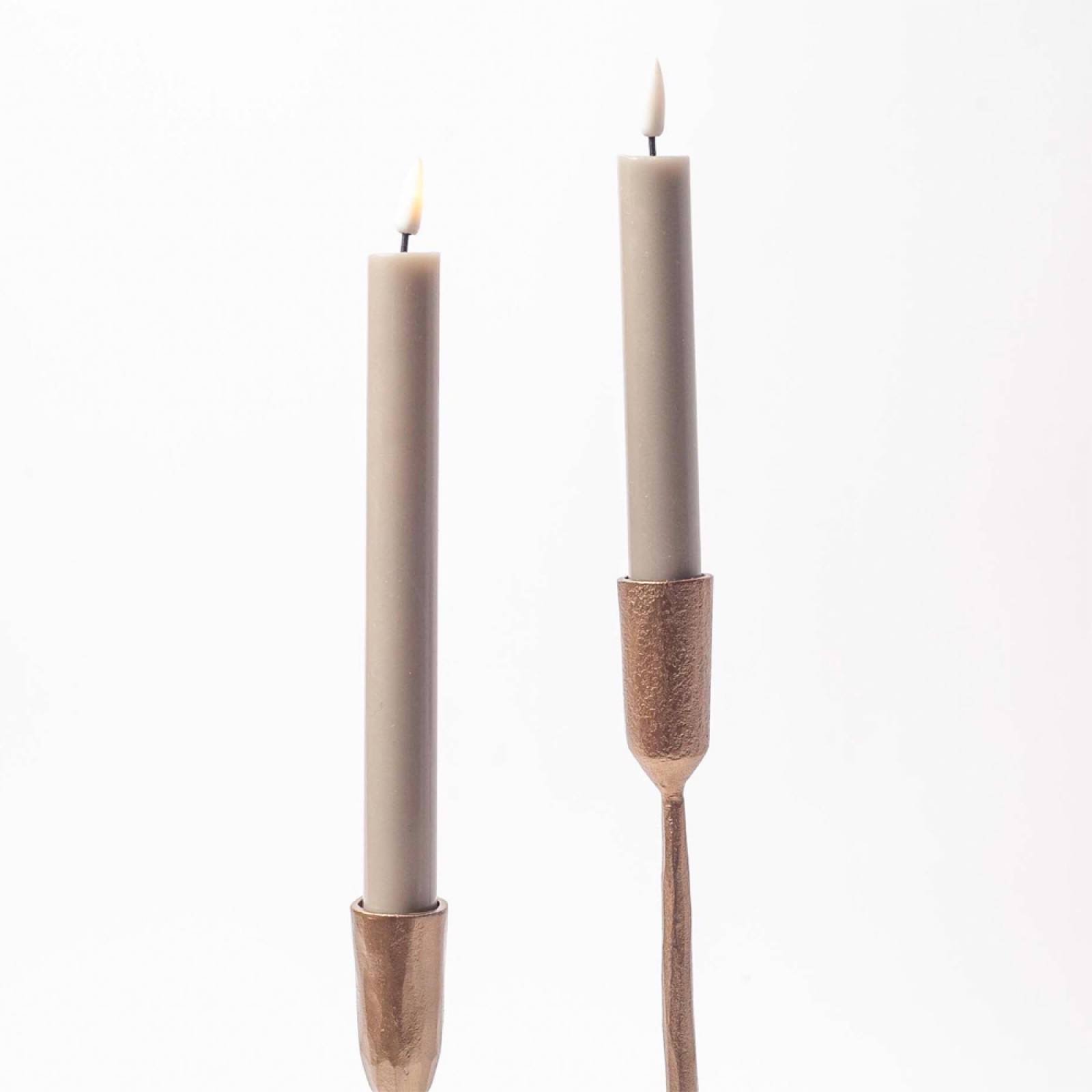 Small Mbata Antiqued Brass Candlestick H:20cm thumbnails