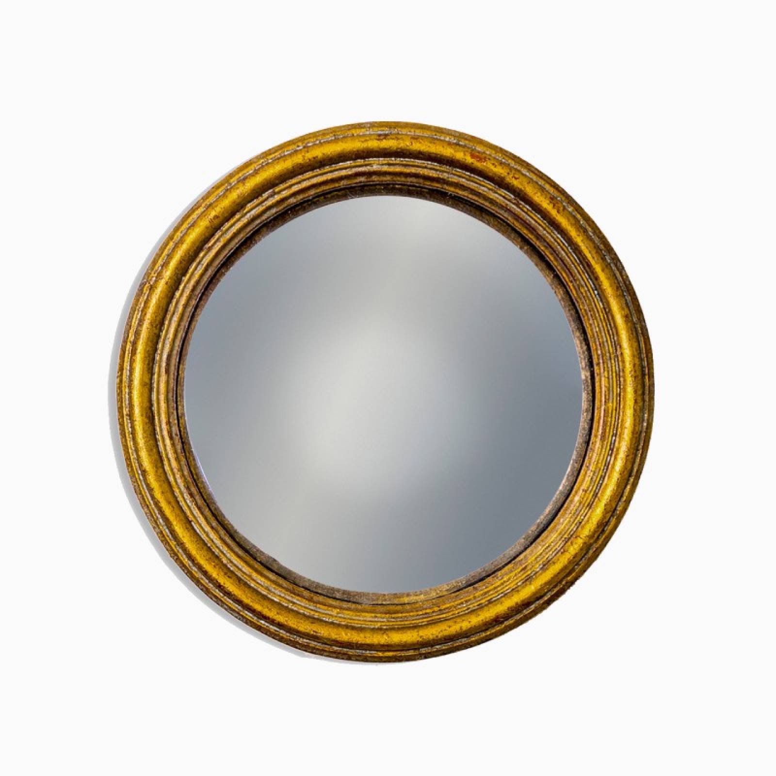 Small Antiqued Gold Thin Framed Convex Mirror D:13.5