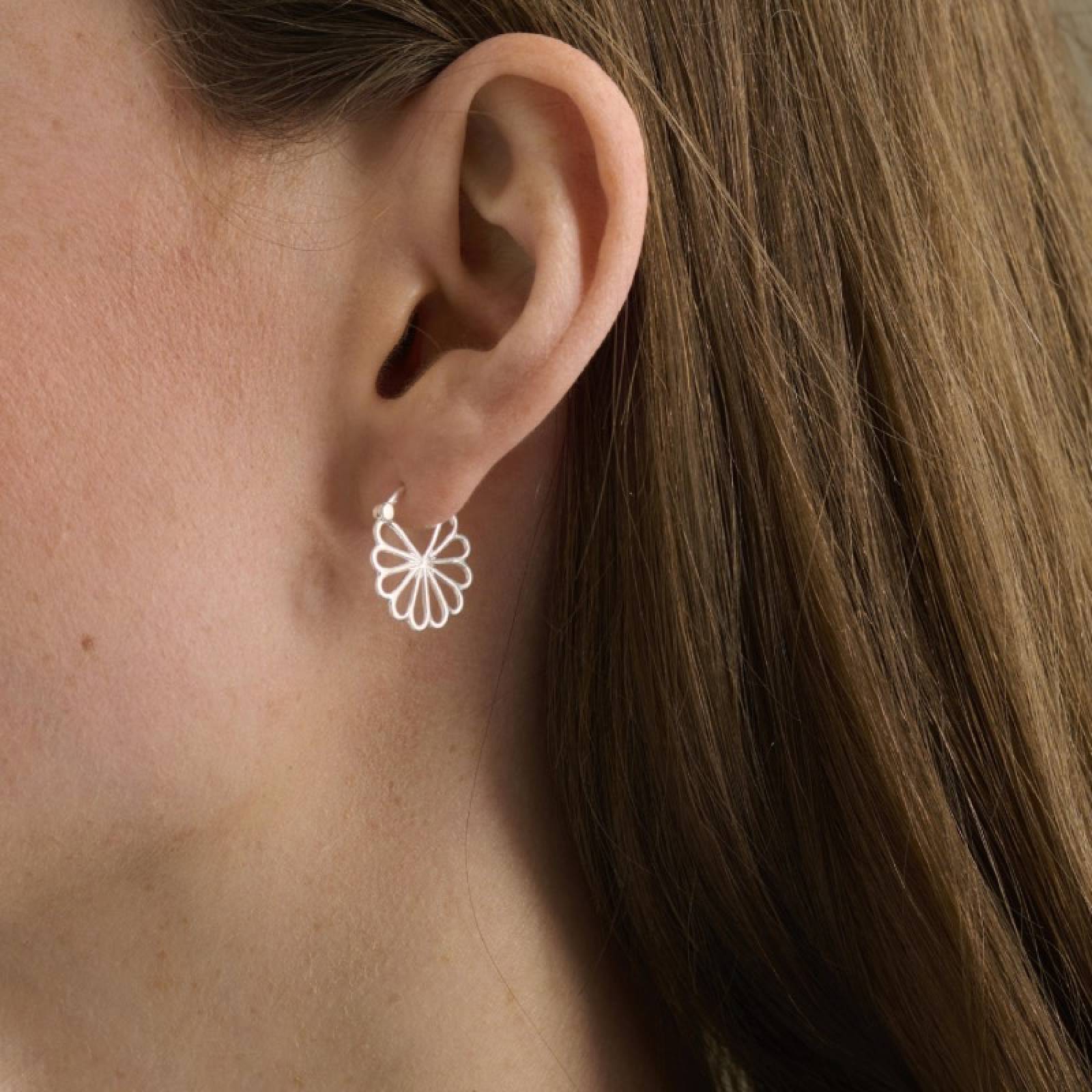 Small Bellis Hoop Earrings In Silver By Pernille Corydon thumbnails