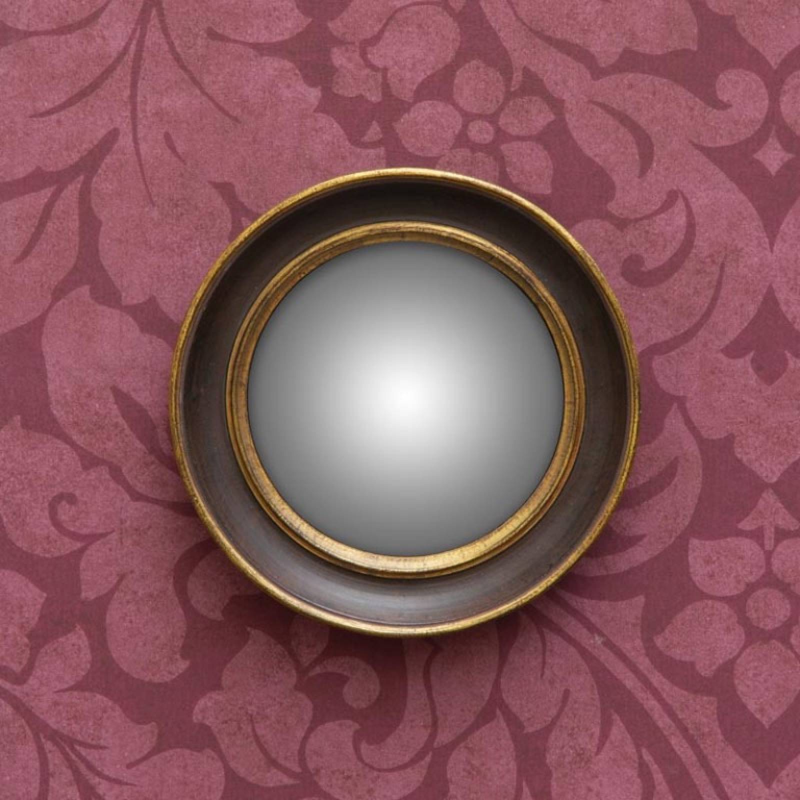 Small Black & Gold Convex Mirror With Double Edge D:17.5cm thumbnails