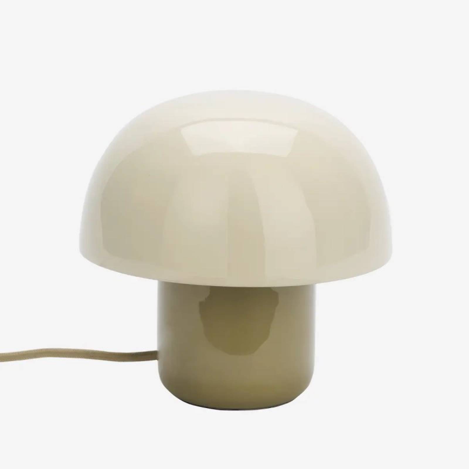 Small Enamel Mushroom Lamp In Cream & Khaki