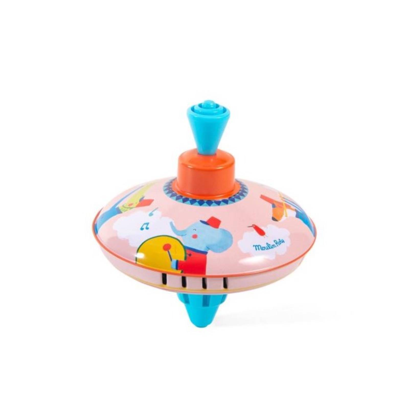 Small Fanfare Print Metal Spinning Top By Moulin Roty 2+