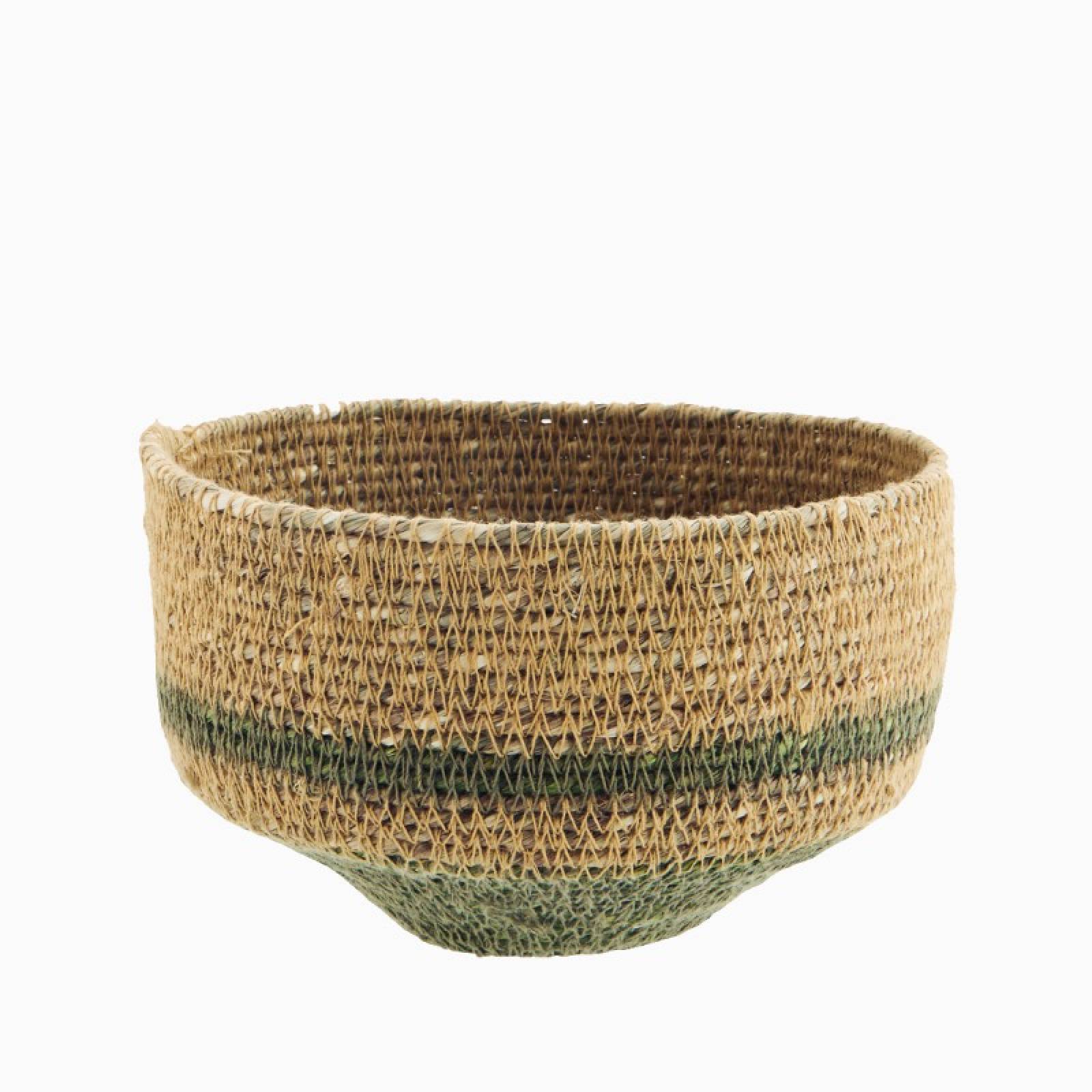 Small Green & Natural Seagrass Tapered Basket