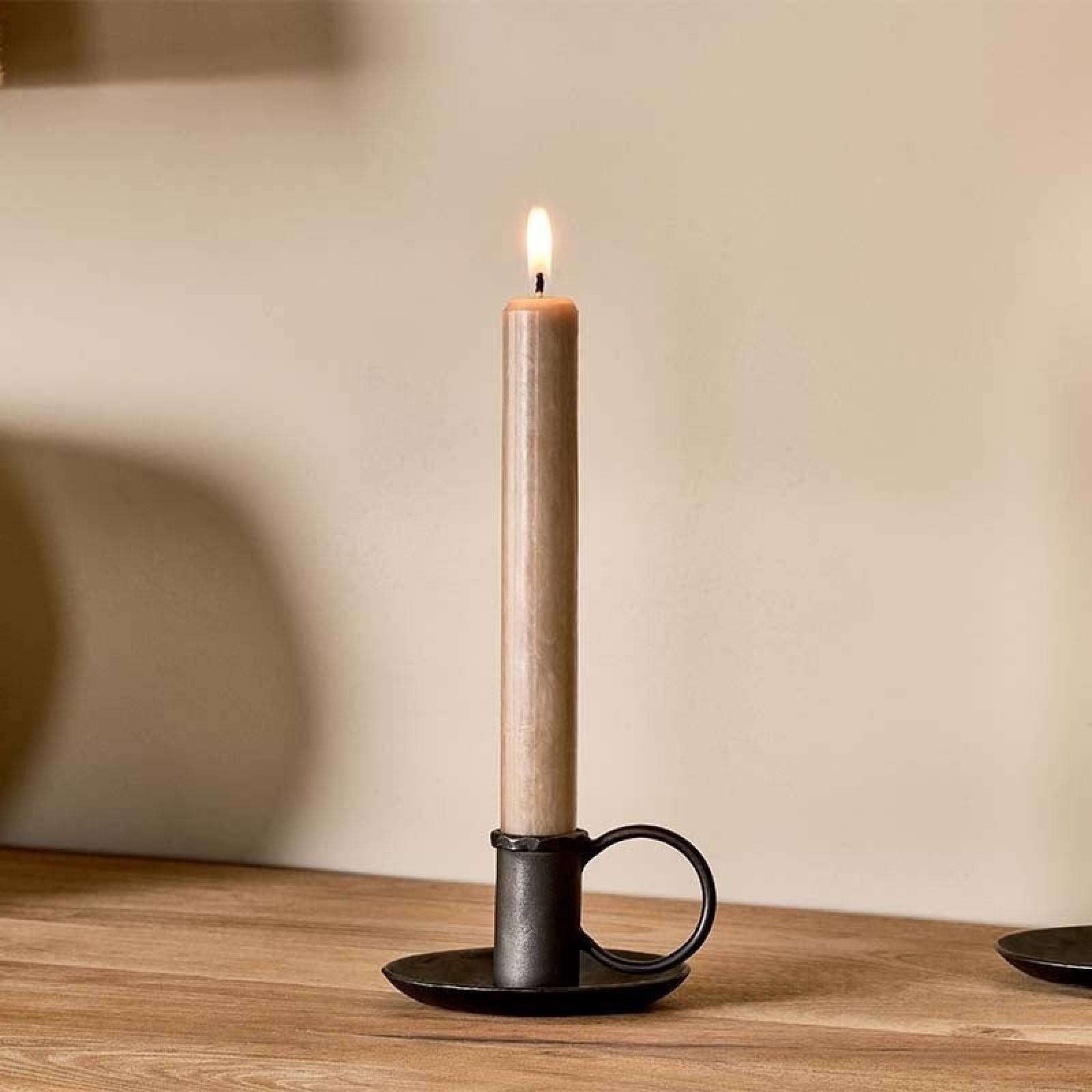Small Amri Candlestick Holder With Handle In Antique Black
