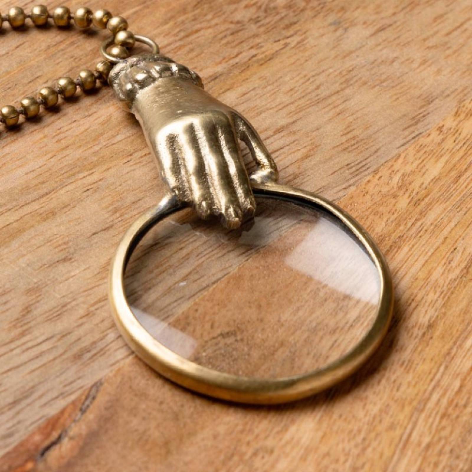 Small Magnifying Glass On Chain With Hand Decoration thumbnails