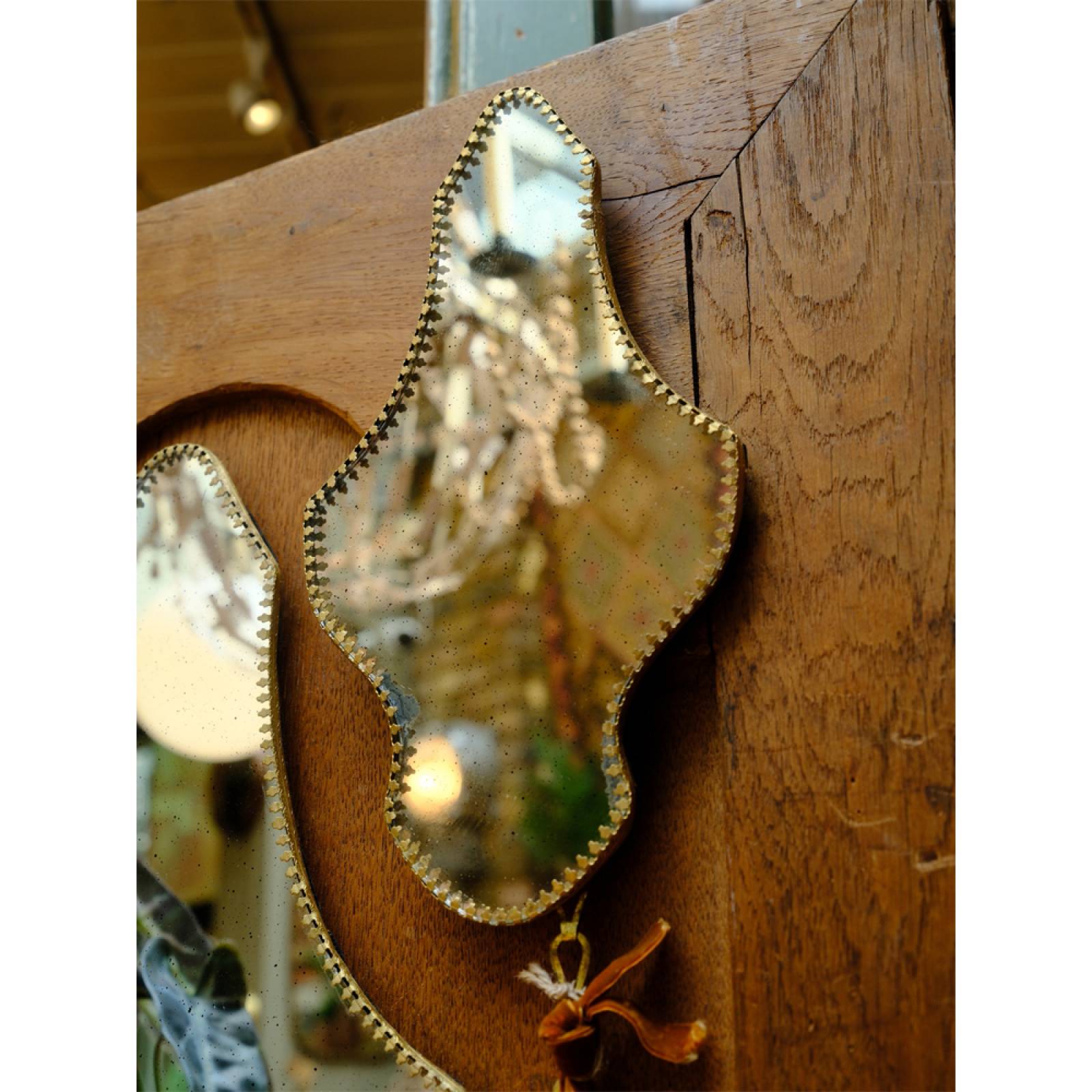 Small Marquise Gold Framed Distressed Mirror 16x28cm
