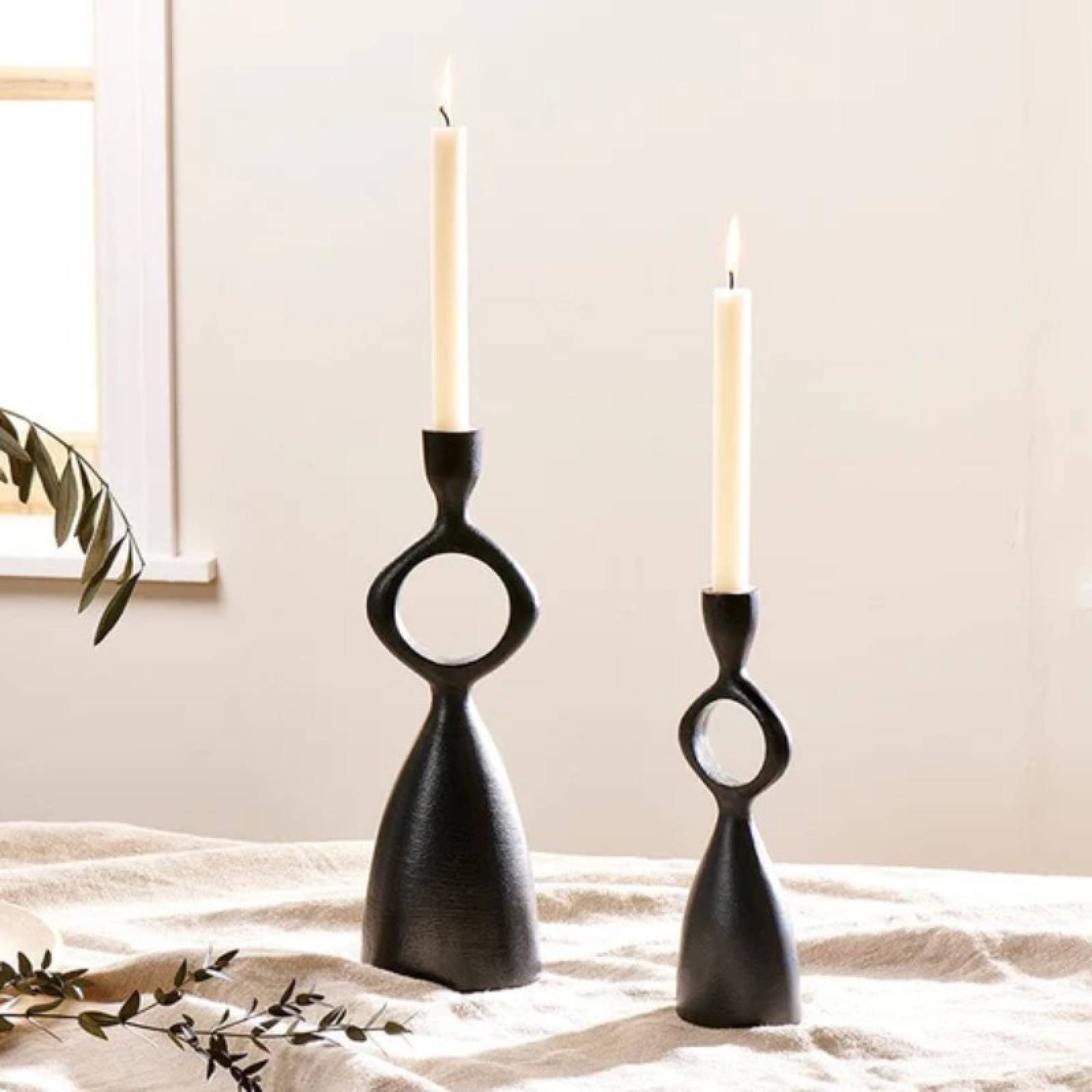 Small Ooty Candlestick Holder In Black thumbnails