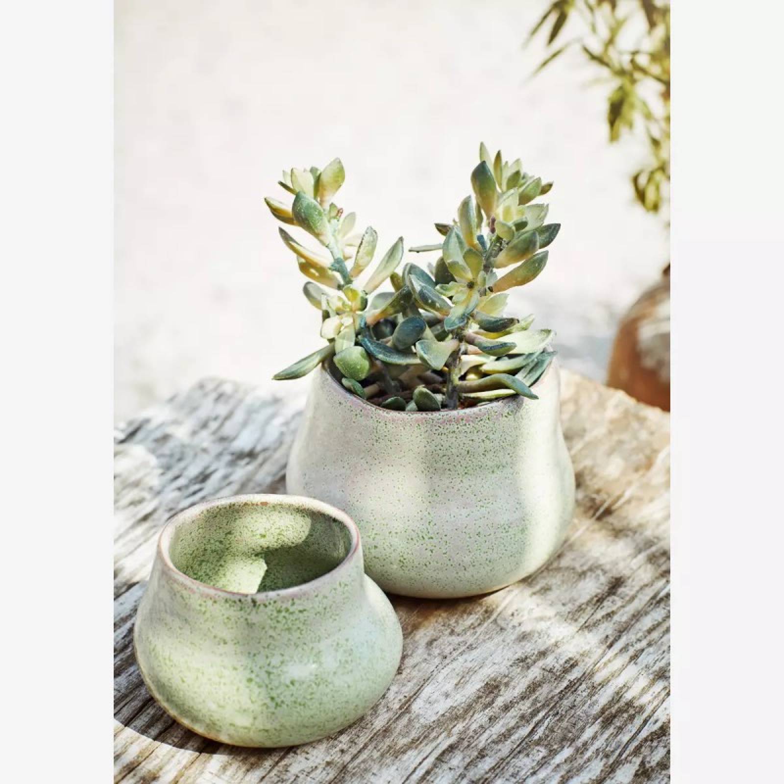 Small Organic Shaped Green Flower Pot H:7.5cm thumbnails