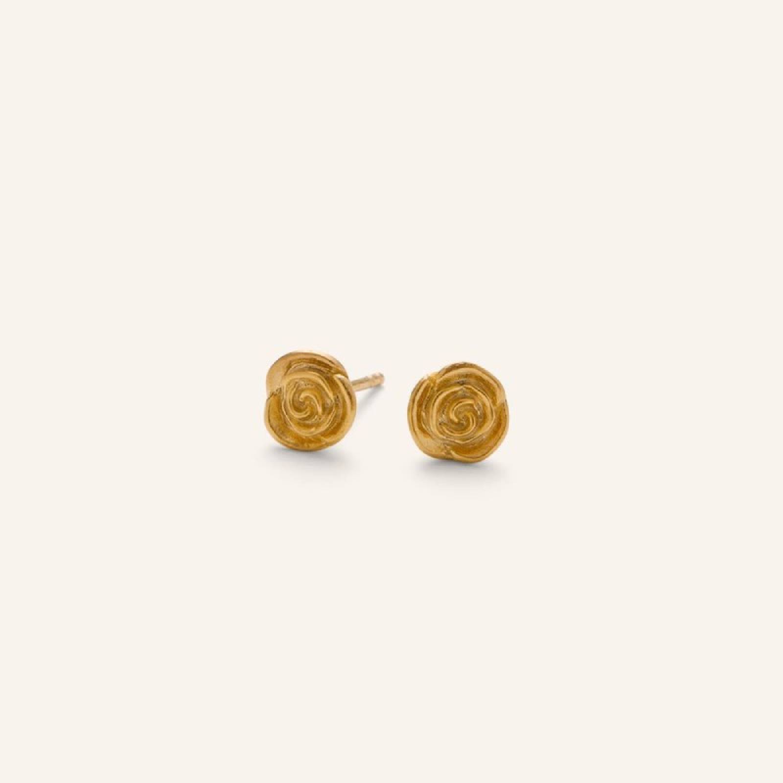 Small Rose Stud Earrings In Gold By Pernille Corydon