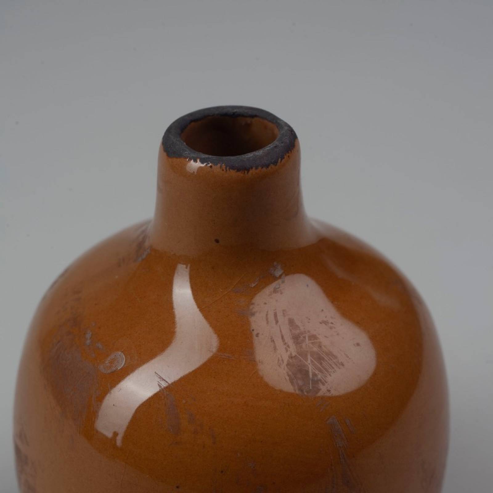 Small Rustic Ceramic Vase In Mustard Yellow thumbnails