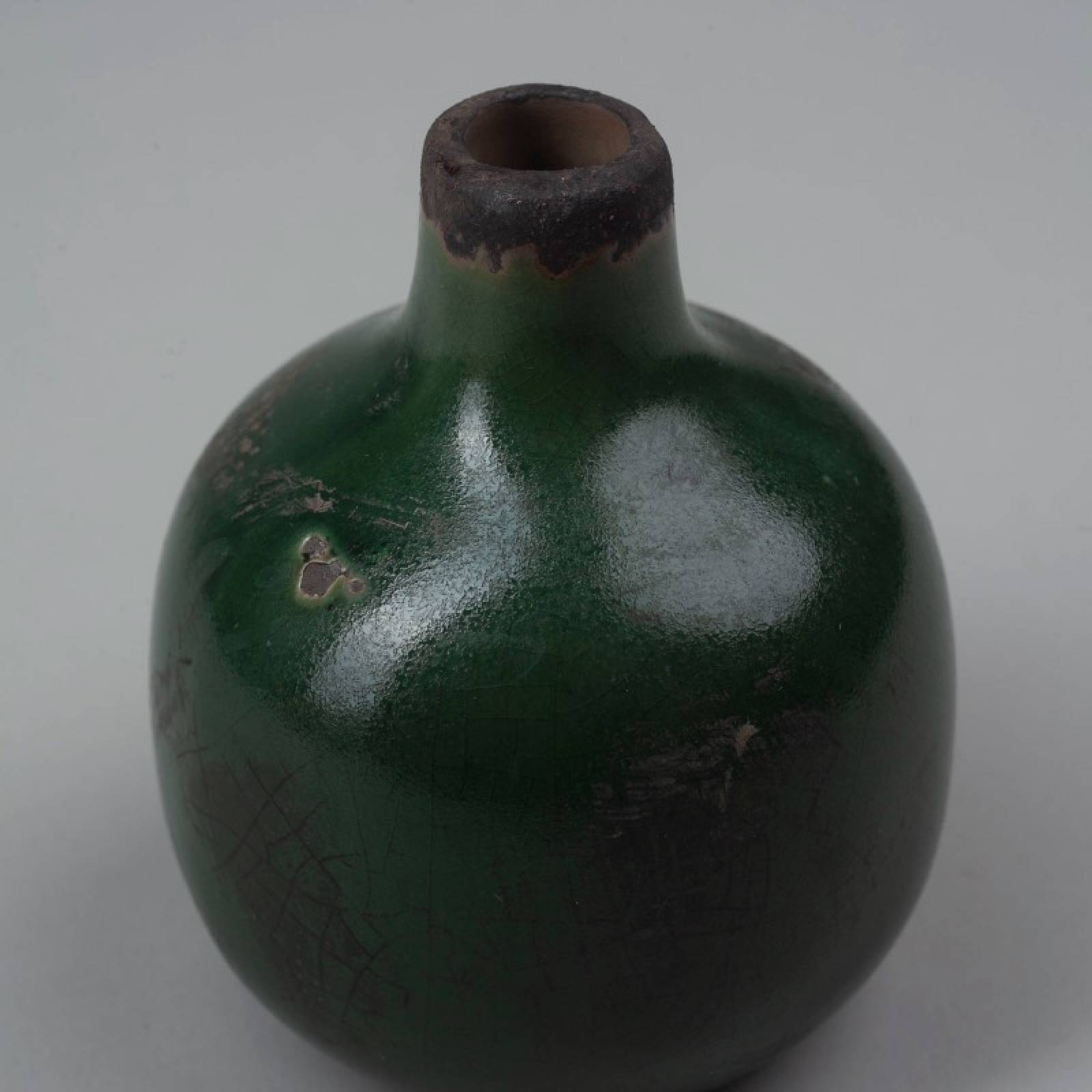 Small Rustic Ceramic Vase In Olive Green thumbnails