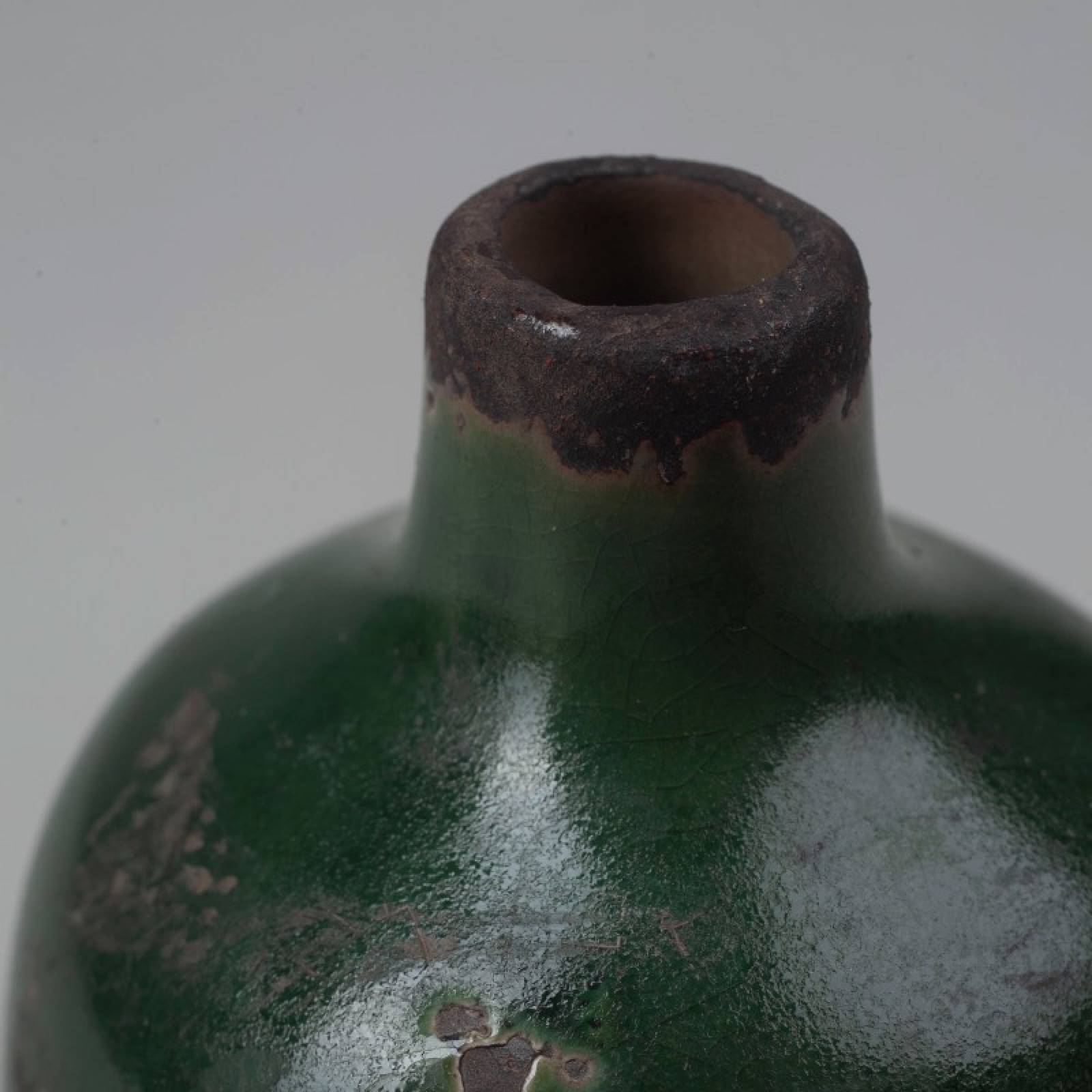 Small Rustic Ceramic Vase In Olive Green thumbnails