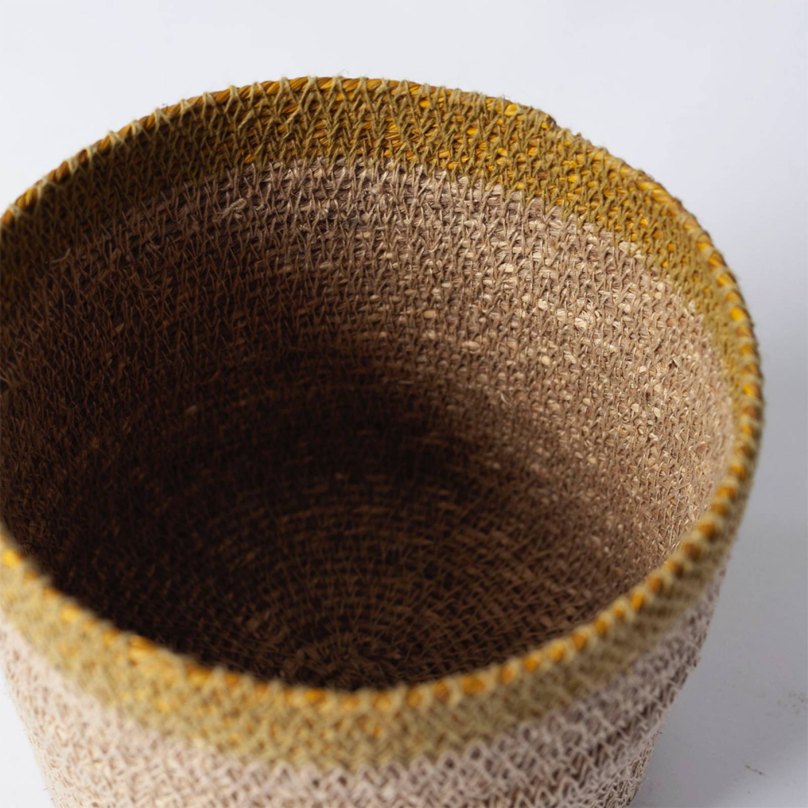 Small Seagrass Basket With Mustard Stripe thumbnails