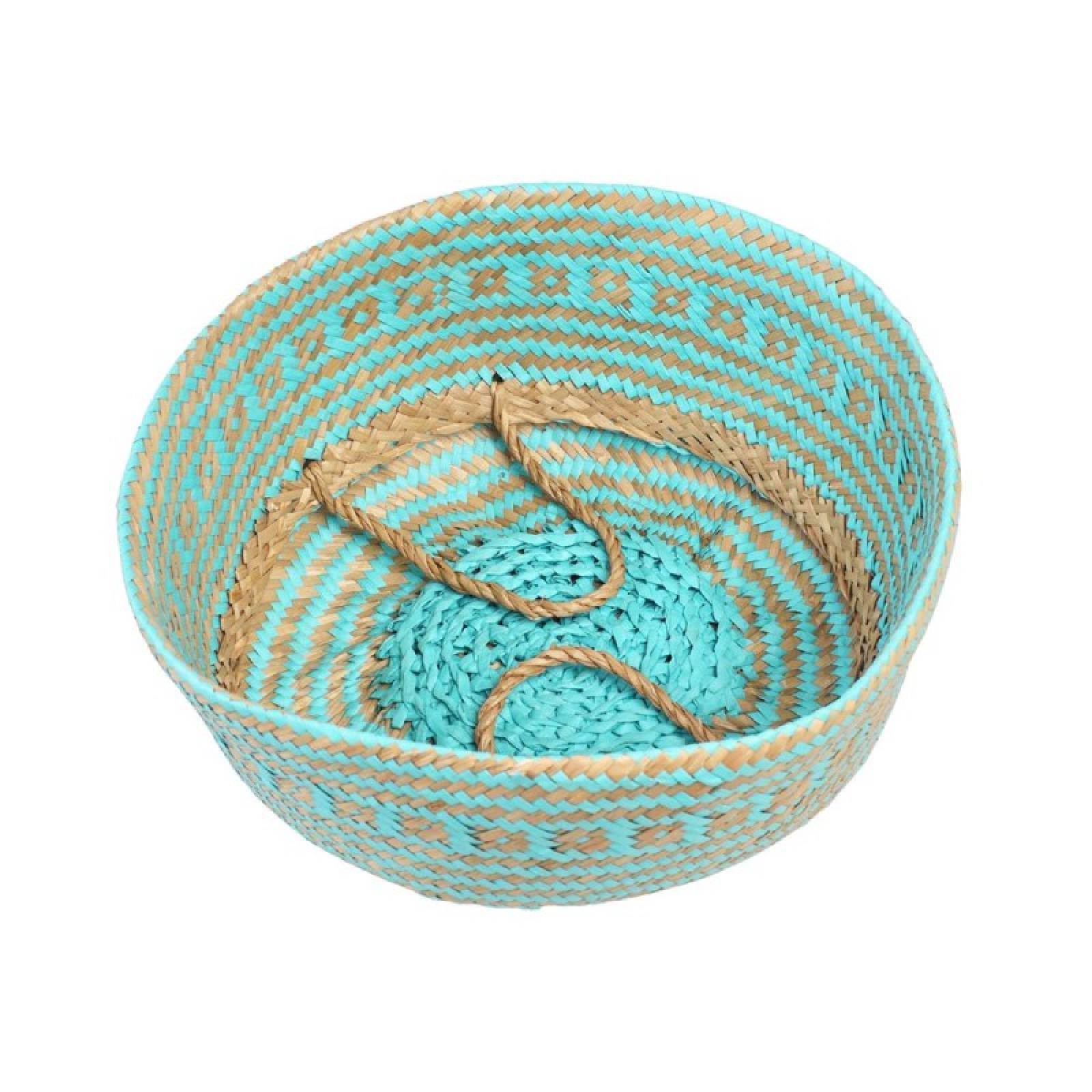 Small Seagrass Storage Basket In Turquoise thumbnails