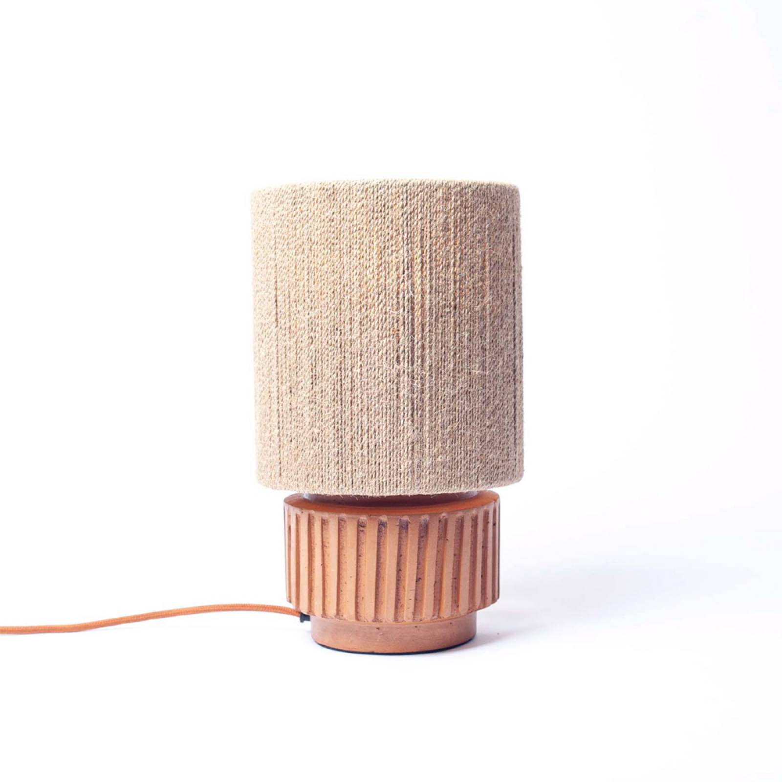 Small Terracotta Table Lamp With Jute Shade H:32cm