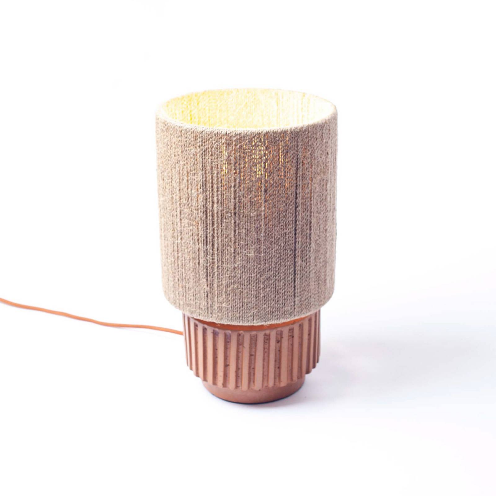 Small Terracotta Table Lamp With Jute Shade H:32cm thumbnails