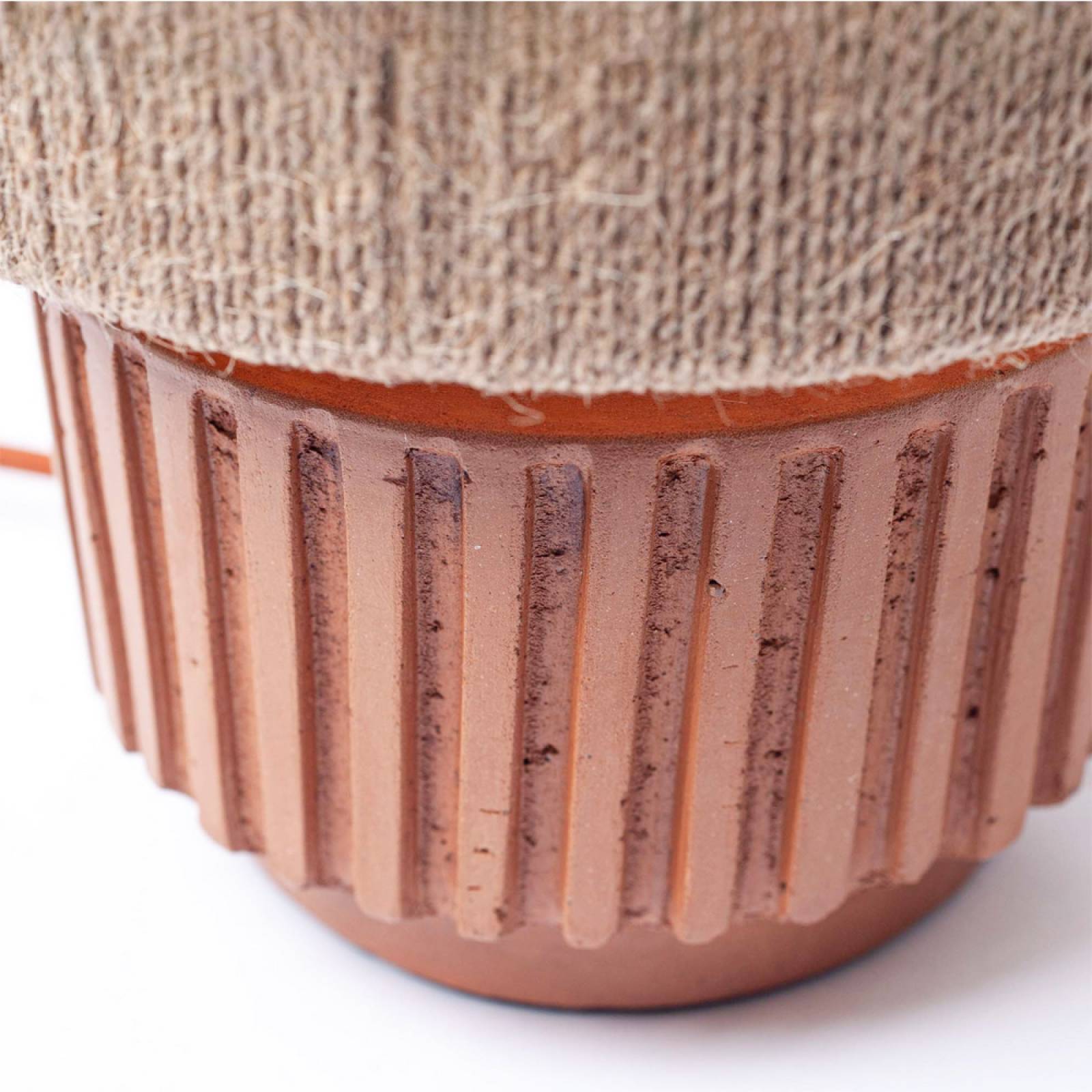 Small Terracotta Table Lamp With Jute Shade H:32cm thumbnails