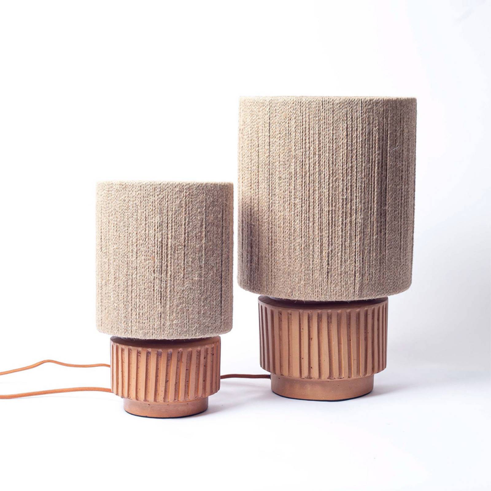 Small Terracotta Table Lamp With Jute Shade H:32cm thumbnails