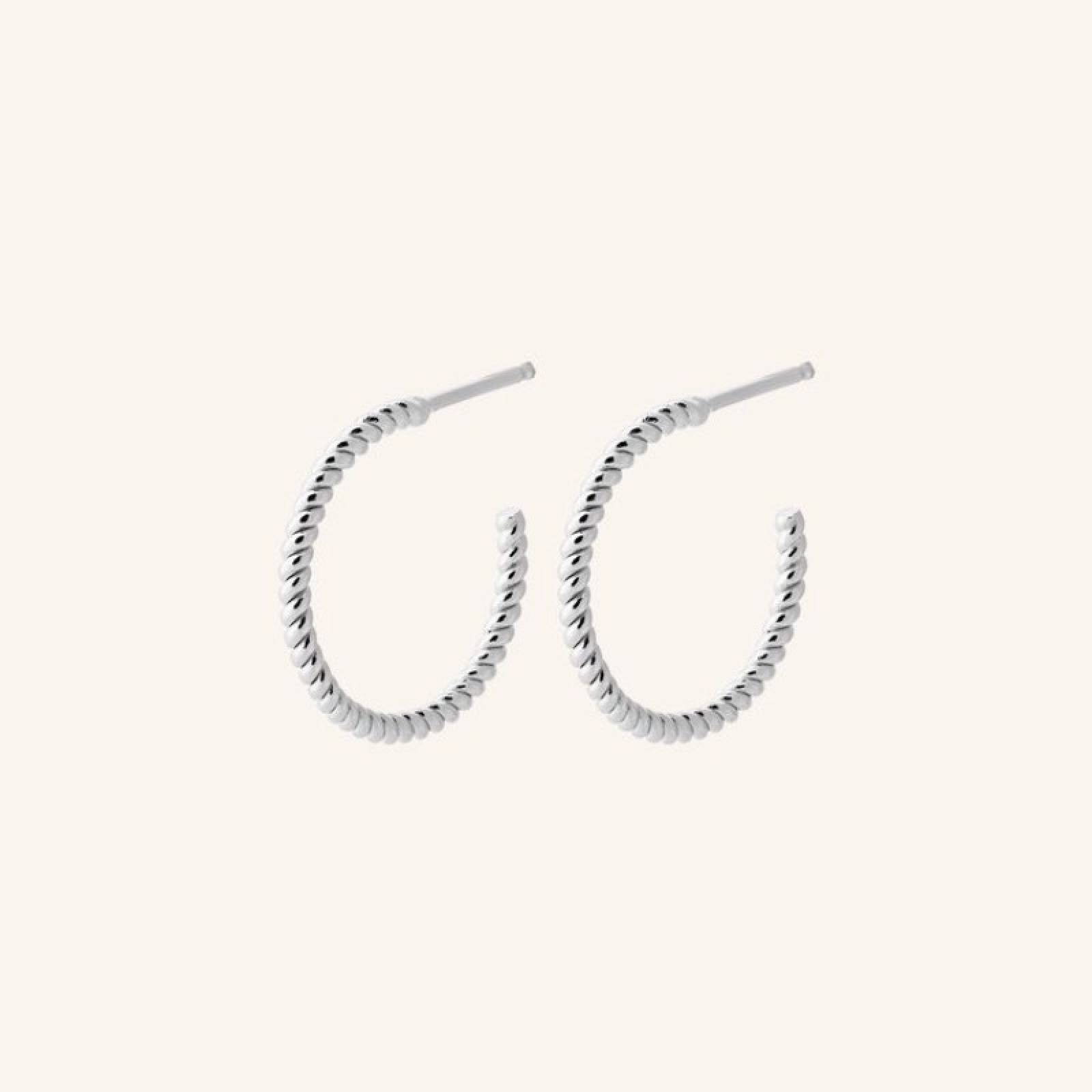 Small Twisted Creole Earrings In Silver By Pernille Corydon