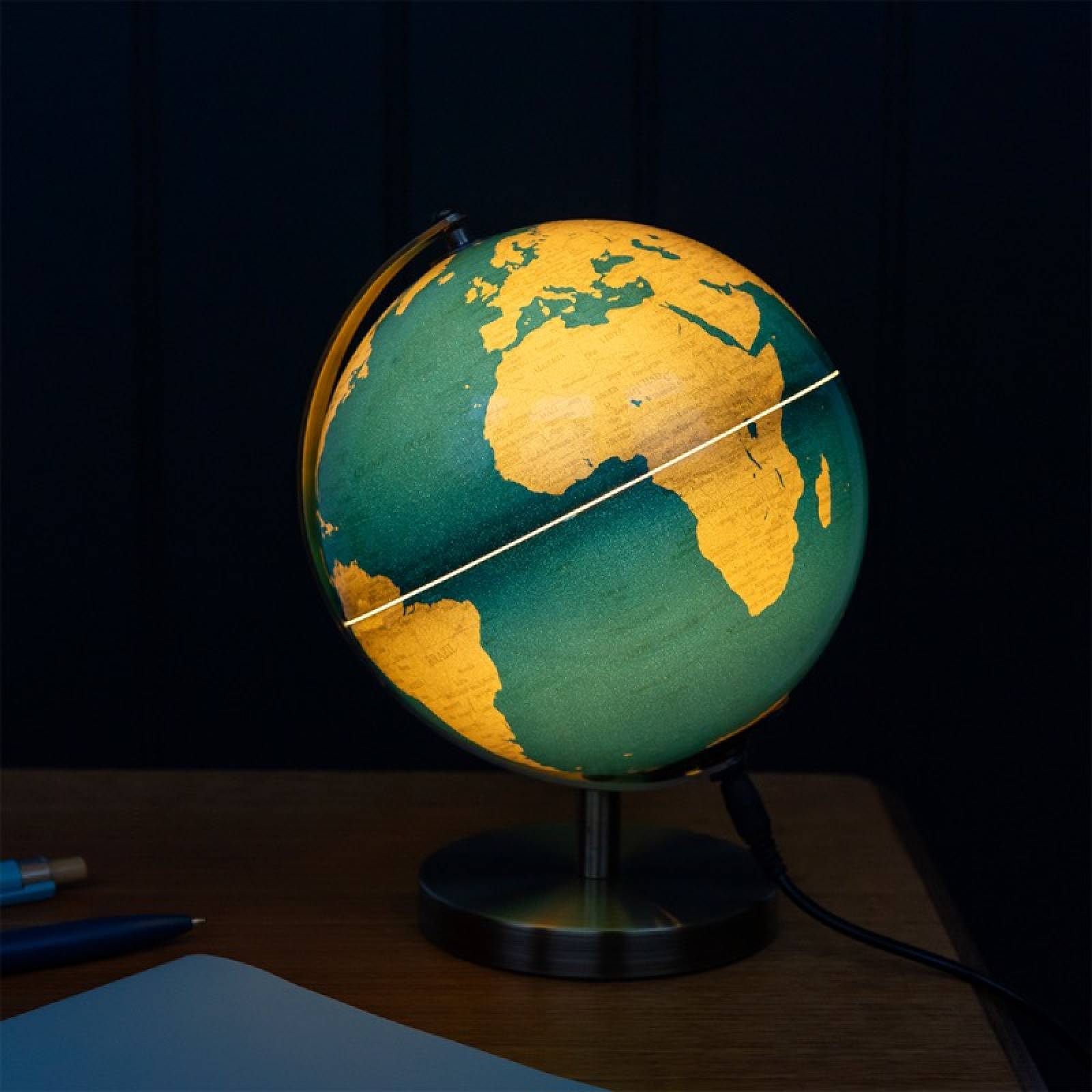 Small USB Illuminated Globe Light In Blue & Gold thumbnails