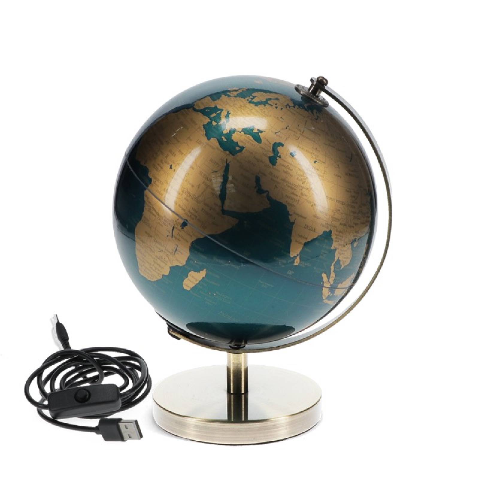 Small USB Illuminated Globe Light In Blue & Gold thumbnails