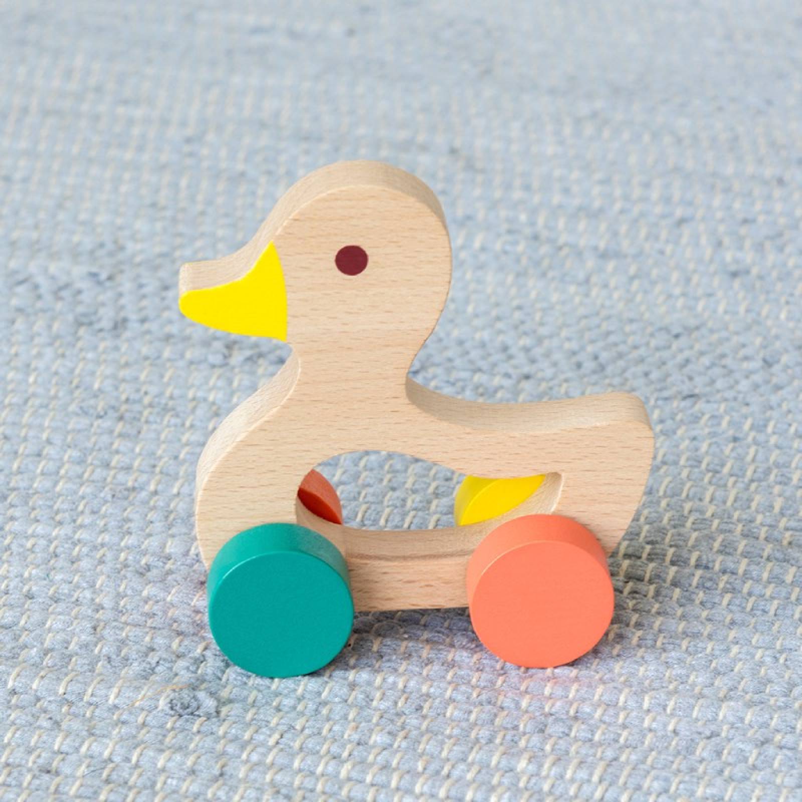 Small Wooden Duck On Wheels Push Along Toy 1+ thumbnails