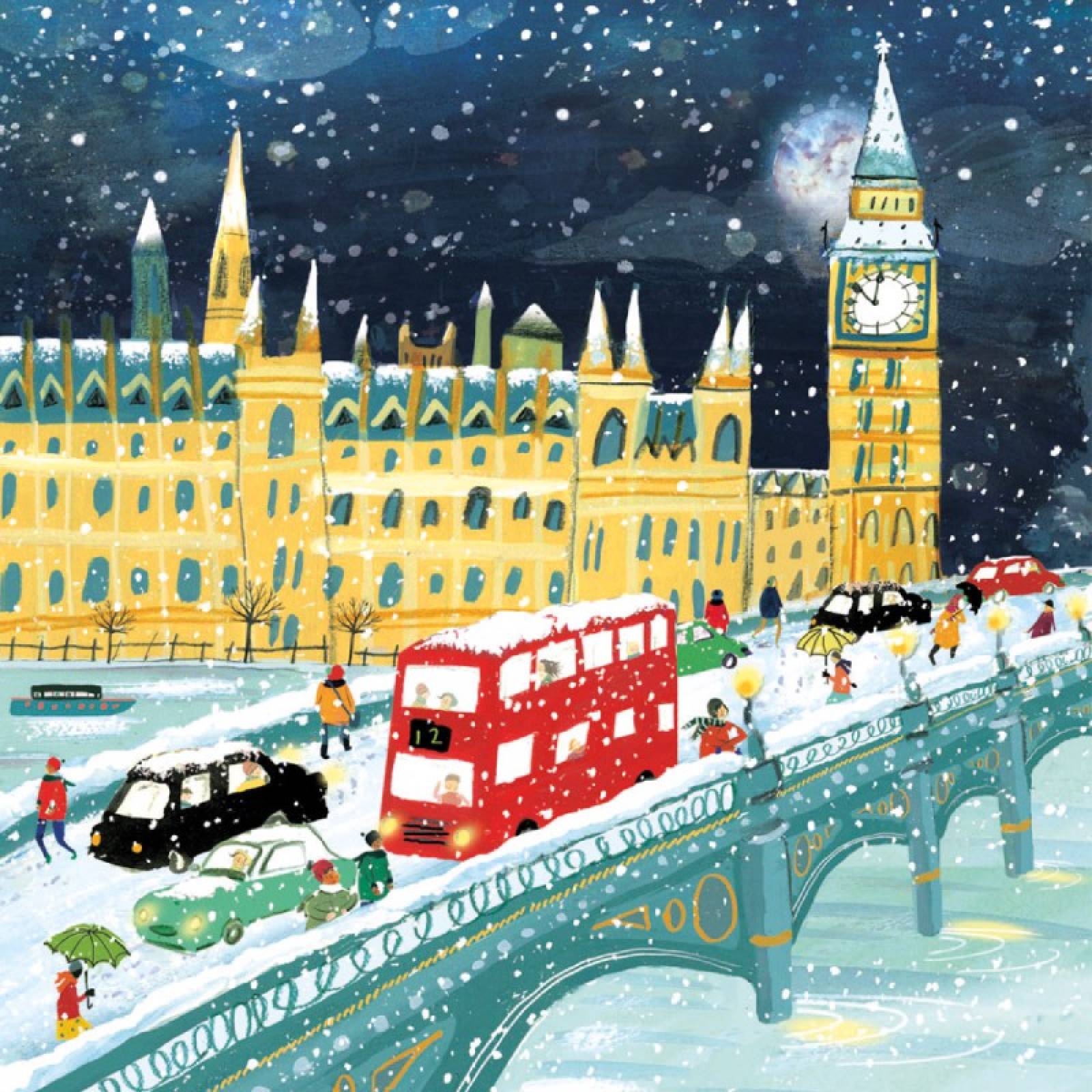 Snowing In London - Pack Of 8 Christmas Cards