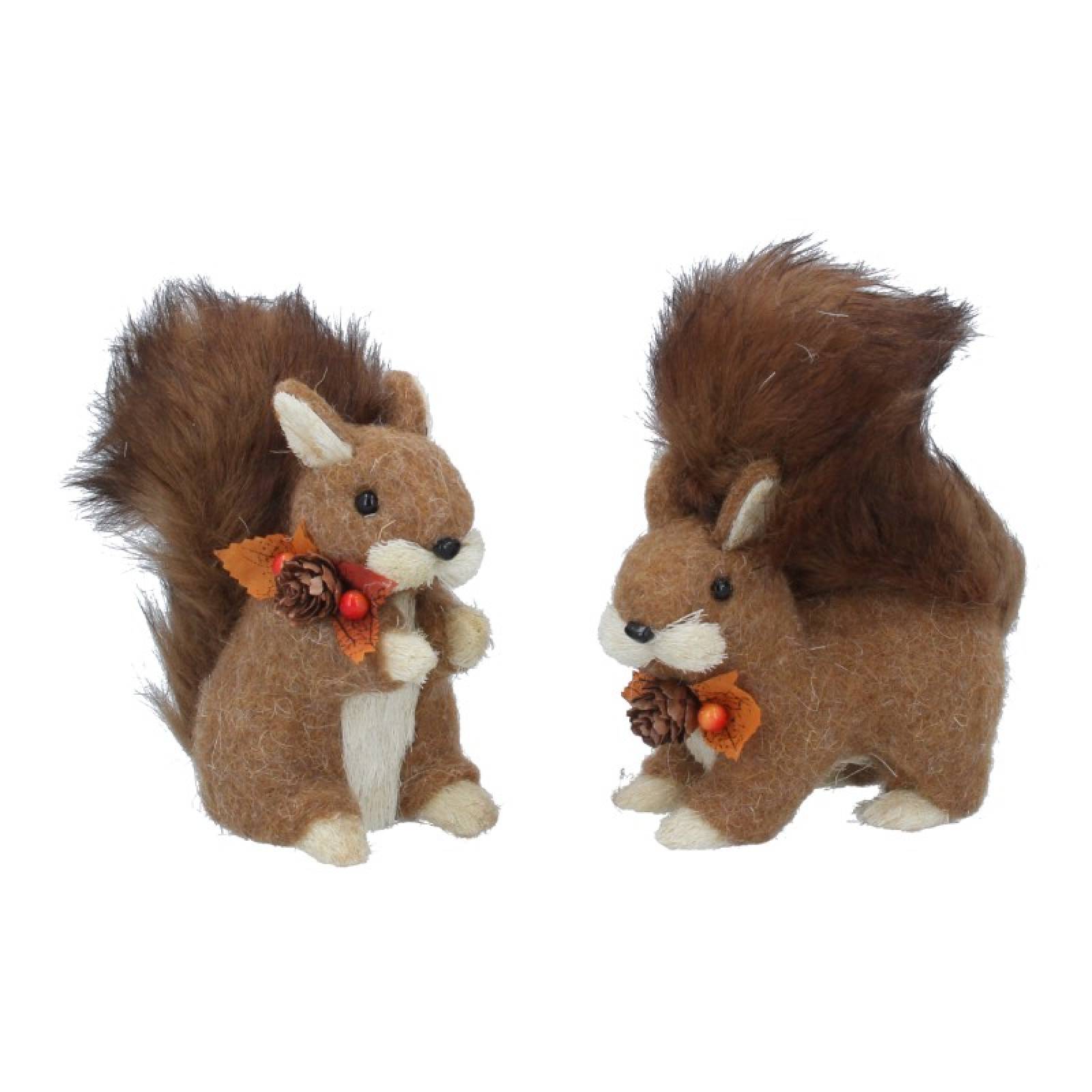 Soft Plush Squirrel Decorative Figure With Pine Cone